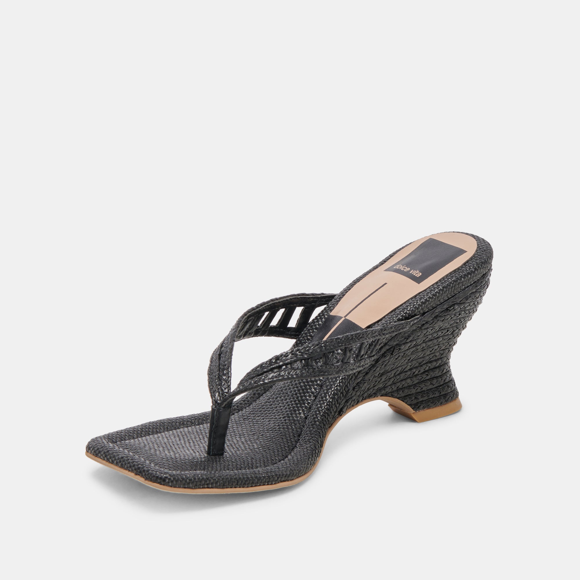 NULLAH WEDGES ONYX RAFFIA - re:vita