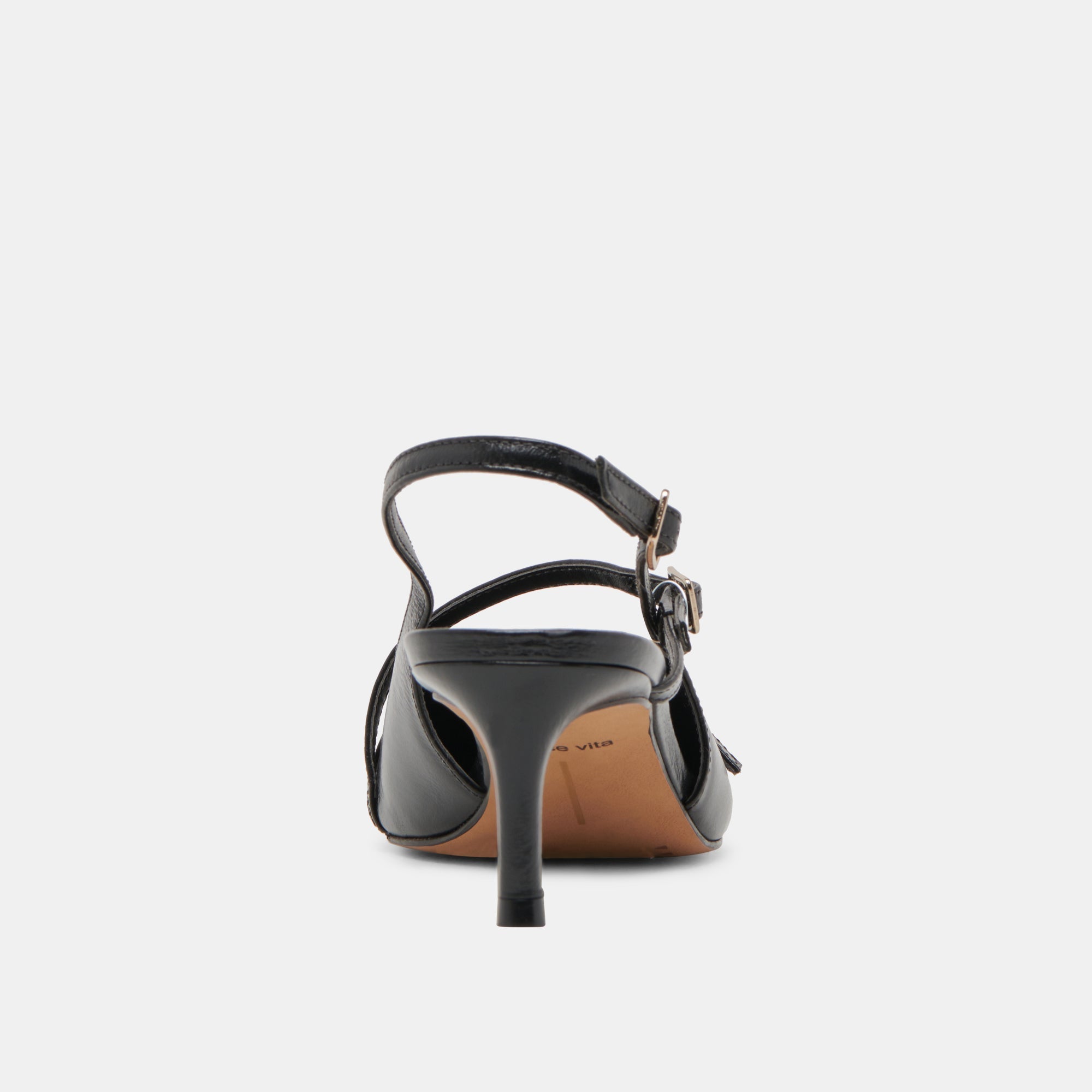 PAMLA MID WIDE HEELS MIDNIGHT CRINKLE PATENT - re:vita