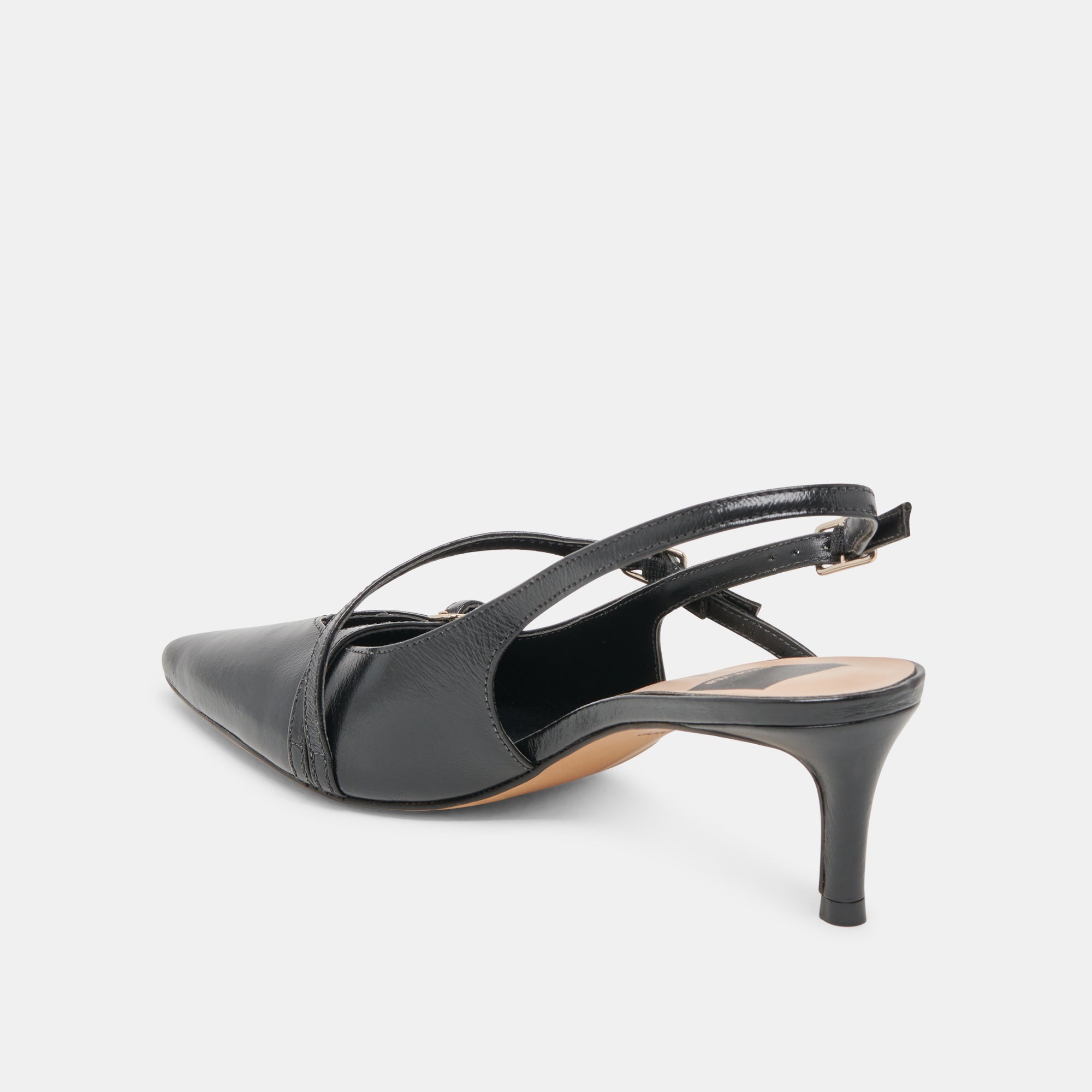 PAMLA MID WIDE HEELS MIDNIGHT CRINKLE PATENT - re:vita