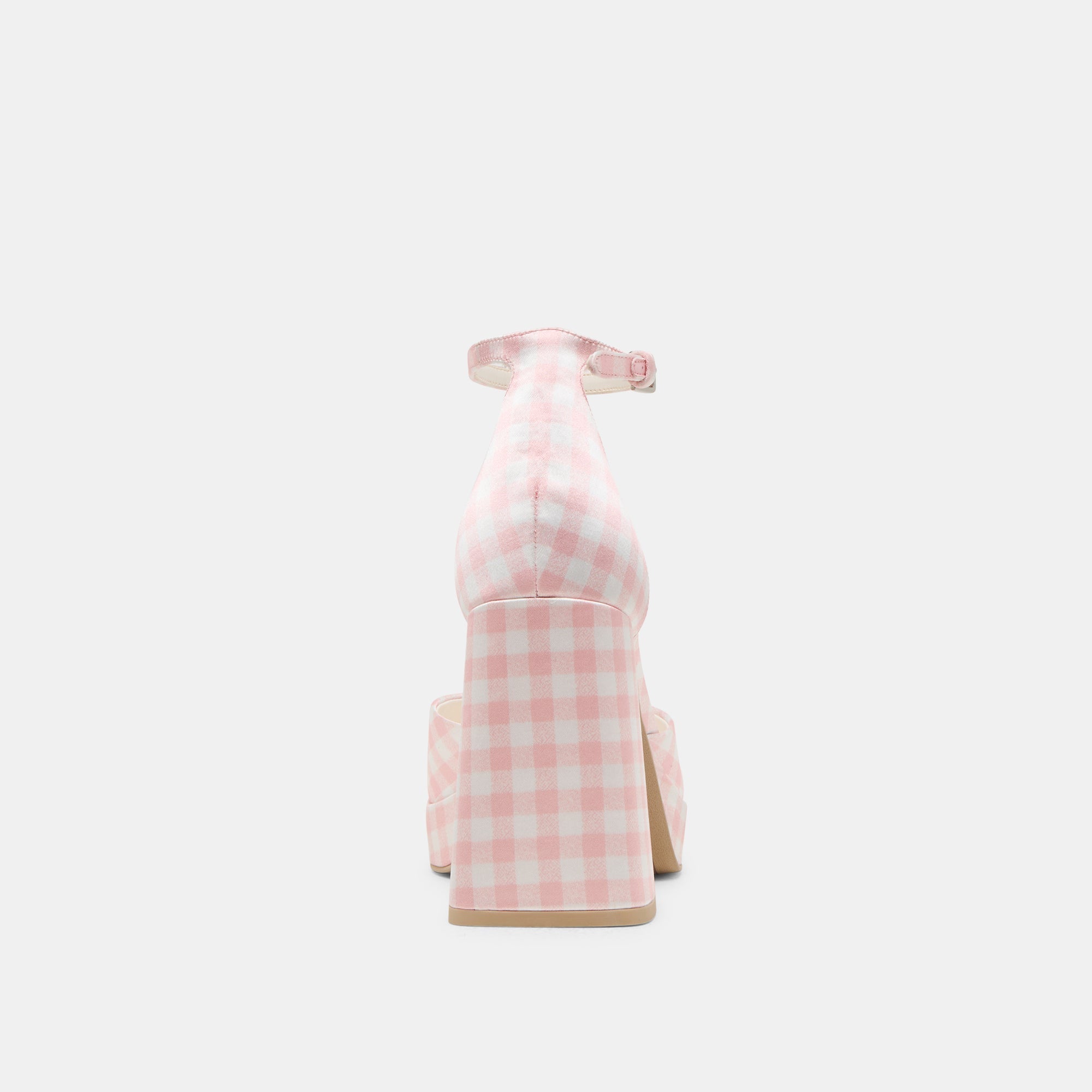PANDRO X BYRDIE GOLF WIDE HEELS PINK PLAID GINGHAM