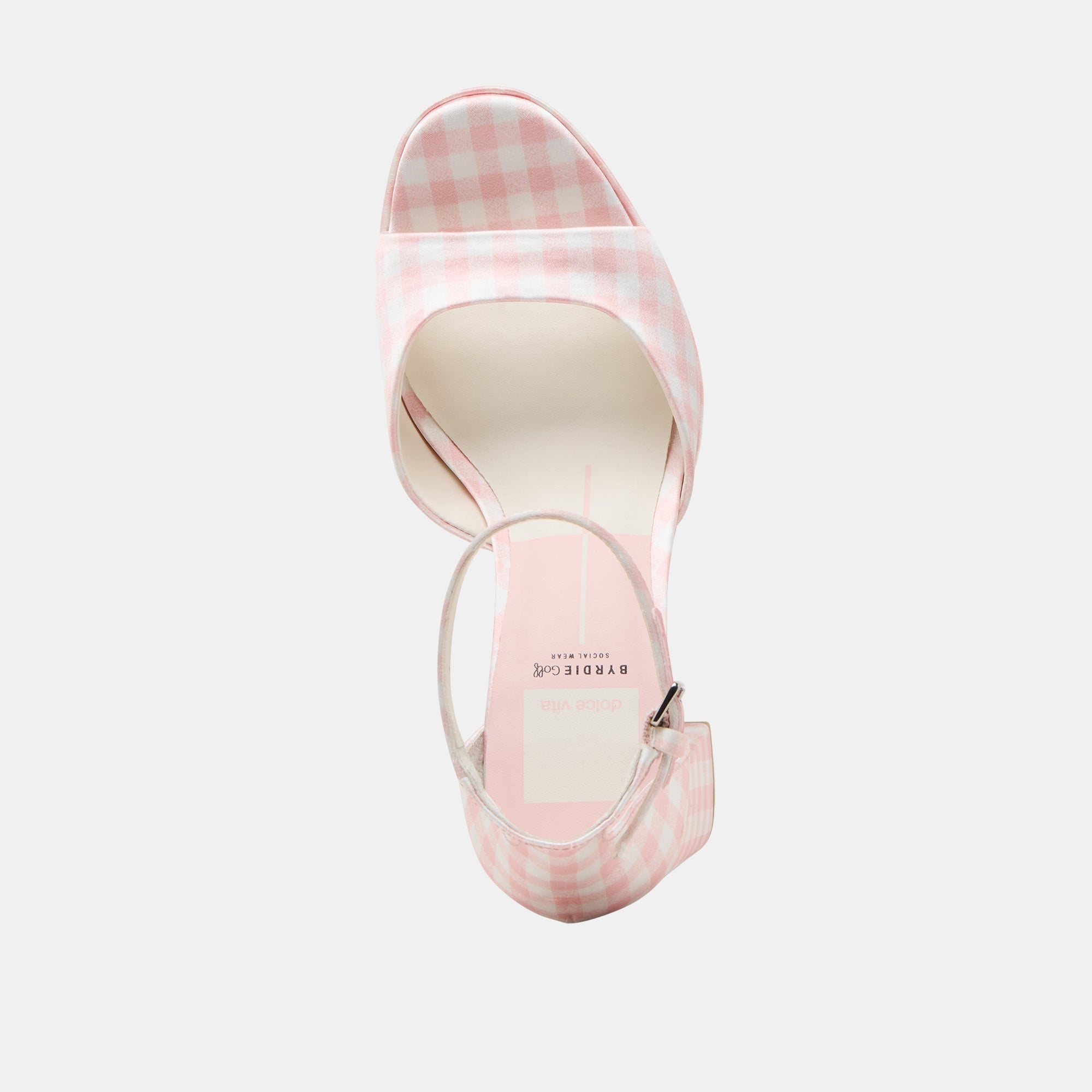 PANDRO X BYRDIE GOLF WIDE HEELS PINK PLAID GINGHAM