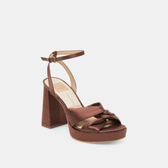 PARLO HEELS MID BROWN SATIN