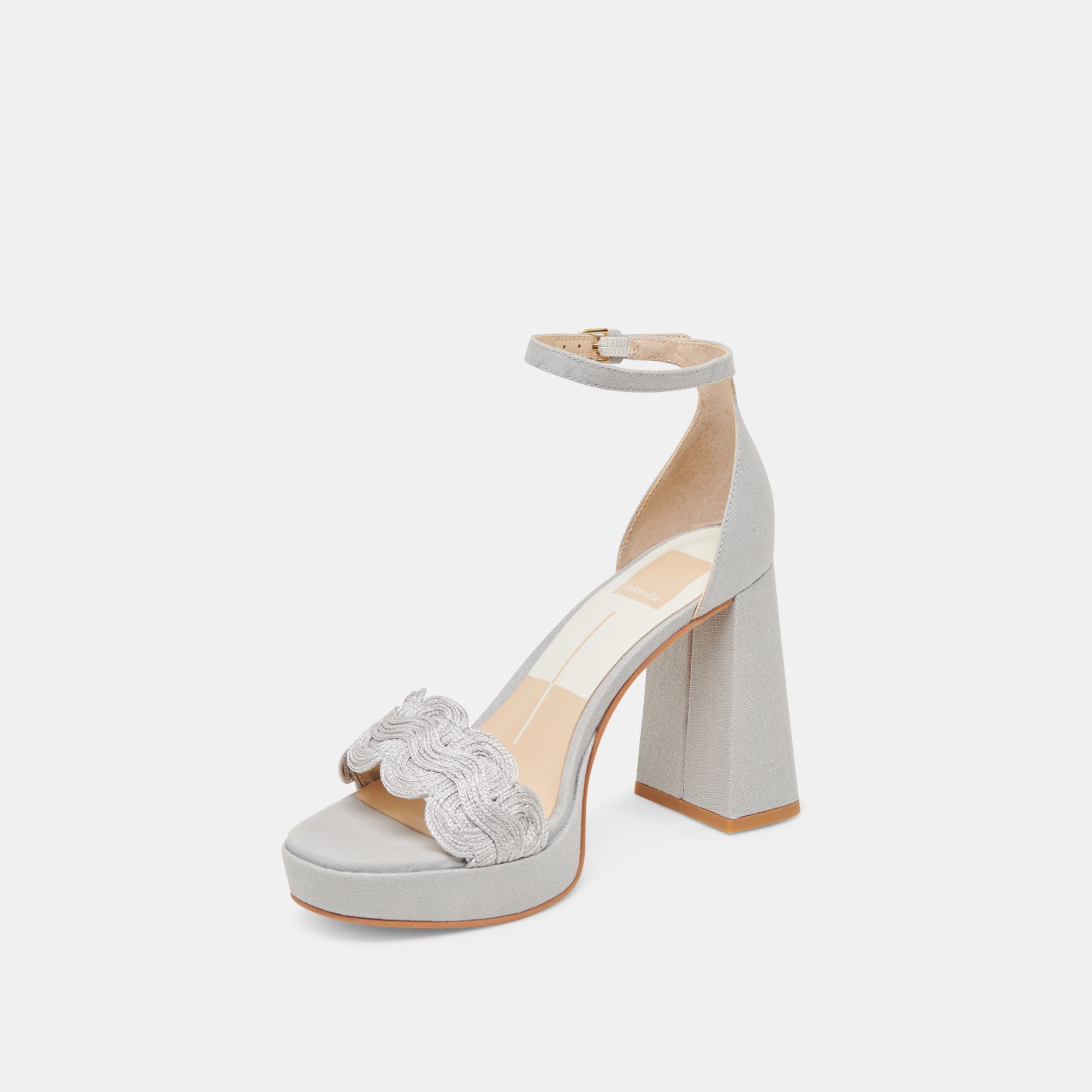 PELTIN HEELS GREY WOVEN RAFFIA