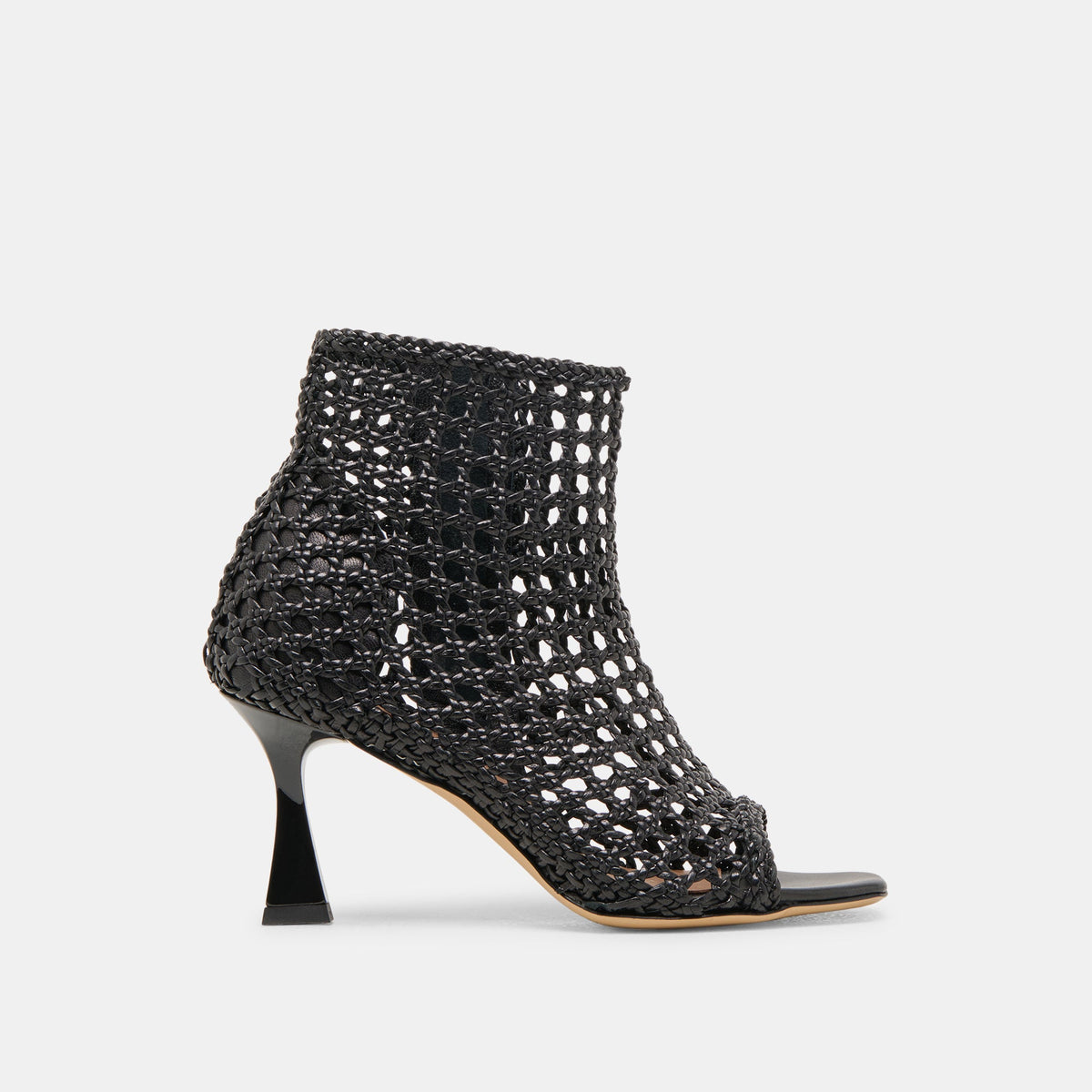 QUIN HEELS BLACK WOVEN LEATHER