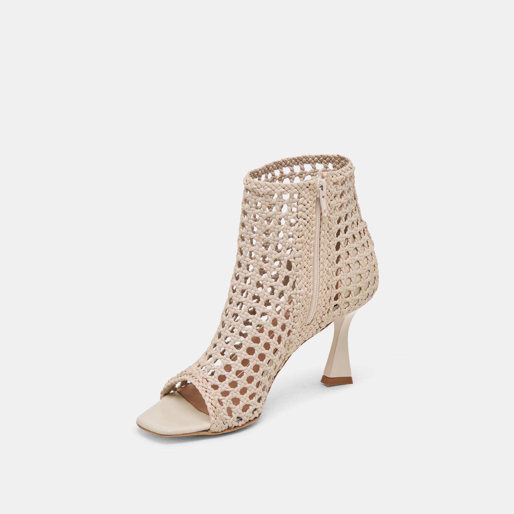 QUIN HEELS BONE WOVEN LEATHER