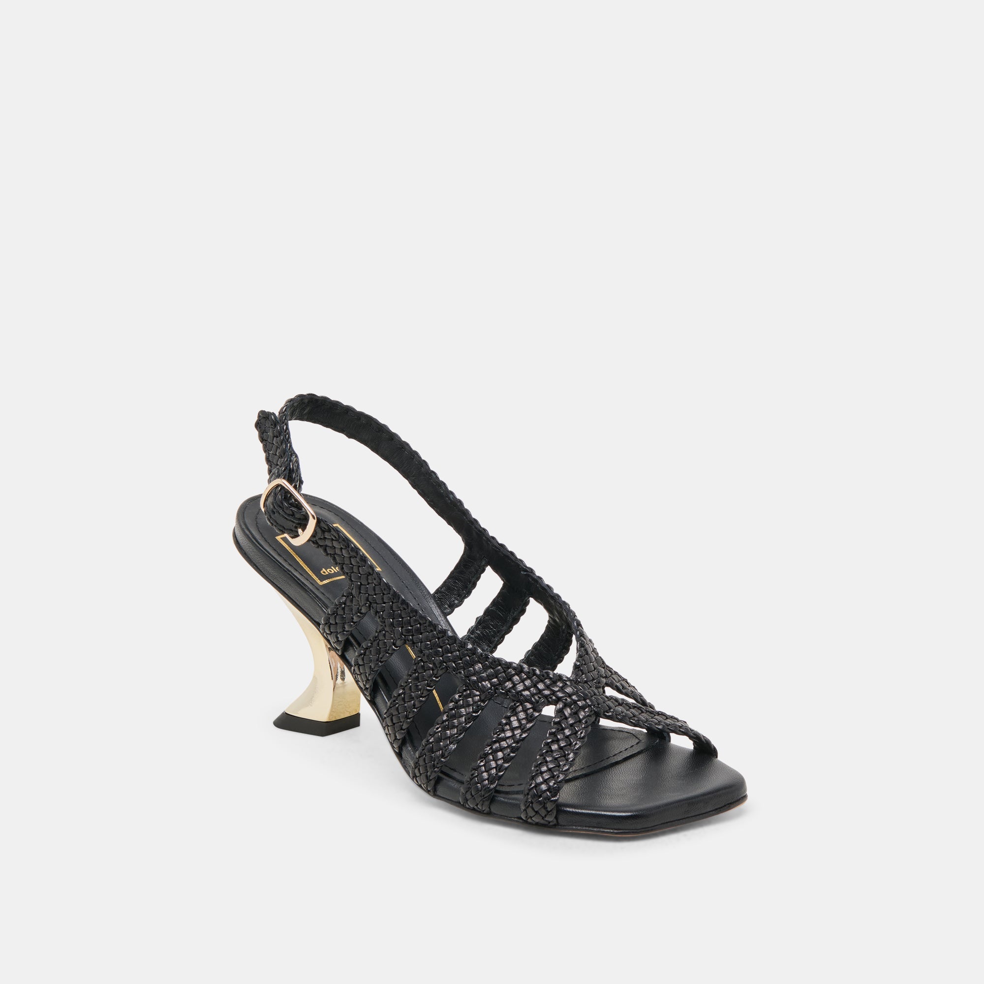 SICILY HEELS BLACK WOVEN LEATHER