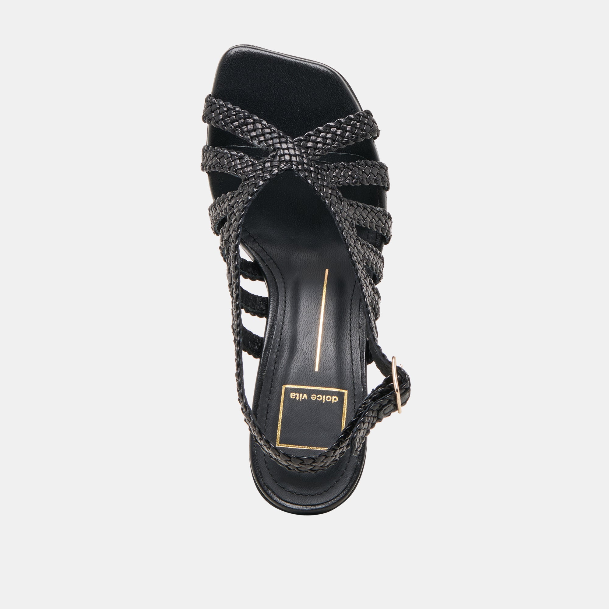 SICILY HEELS BLACK WOVEN LEATHER