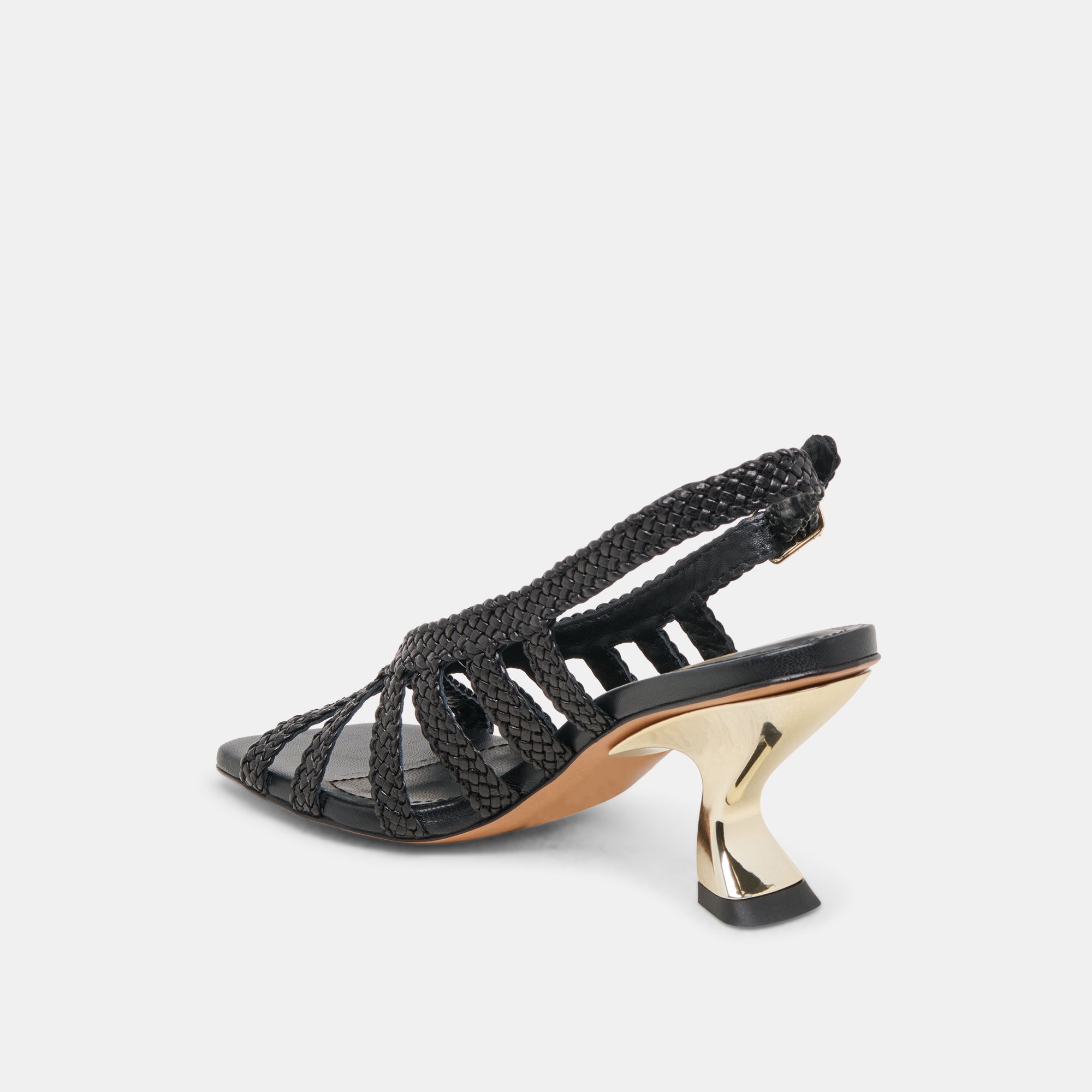 SICILY HEELS BLACK WOVEN LEATHER