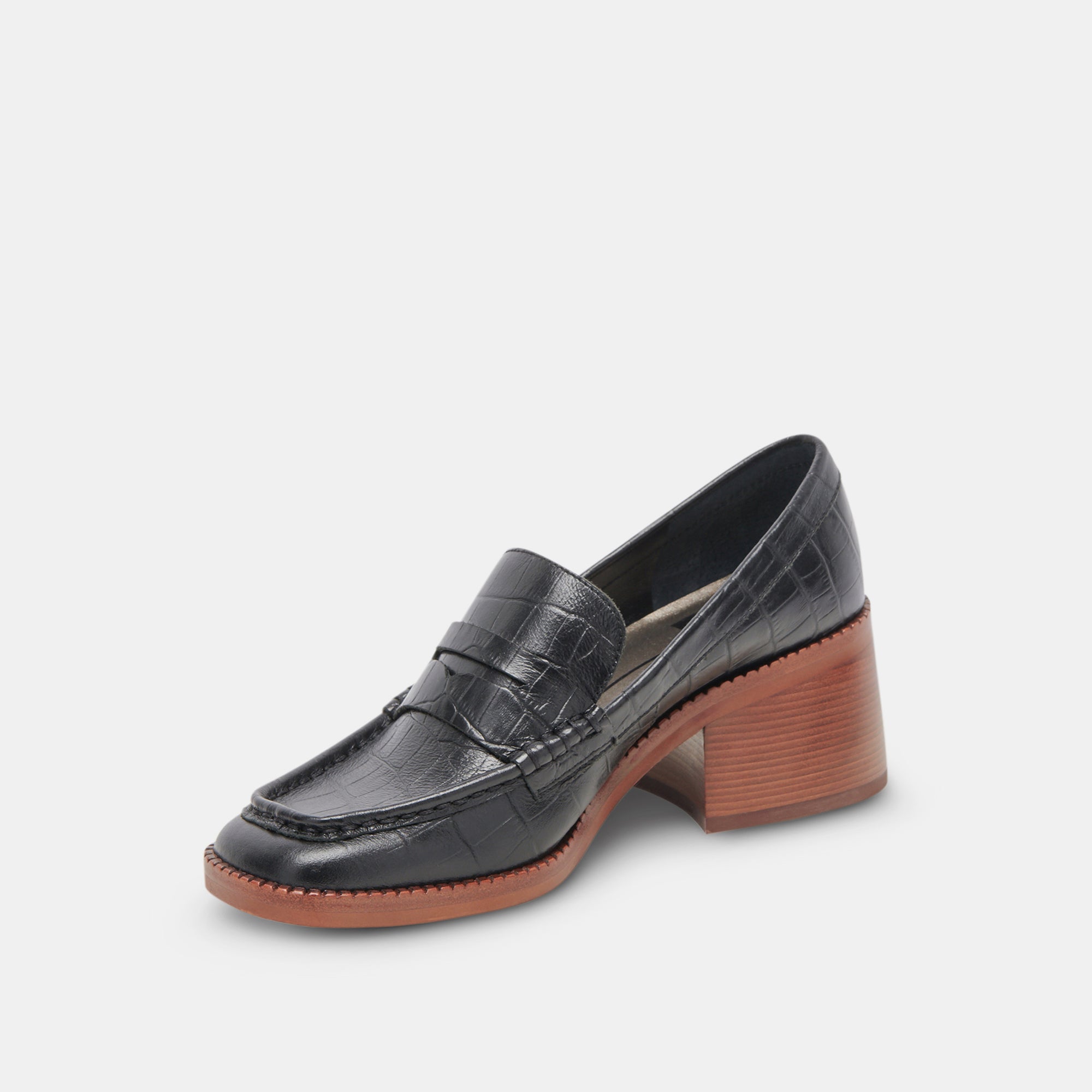 TALIE LOAFERS NOIR EMBOSSED LEATHER - re:vita