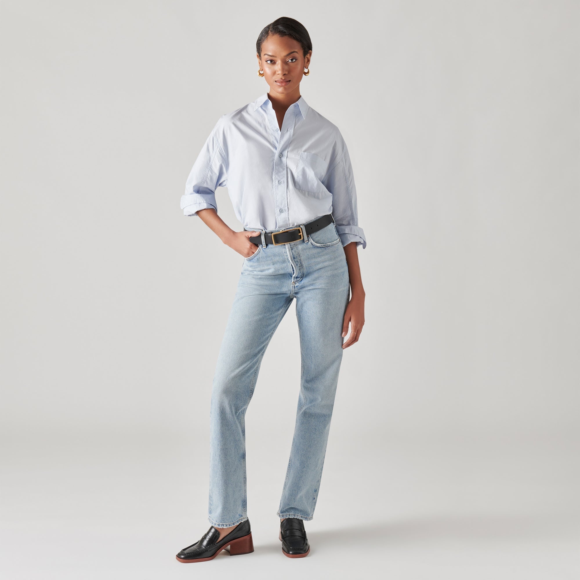 TALIE LOAFERS NOIR EMBOSSED LEATHER - re:vita