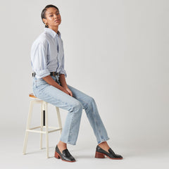 TALIE LOAFERS NOIR EMBOSSED LEATHER - re:vita