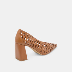 TANYA HEELS COGNAC WOVEN LEATHER