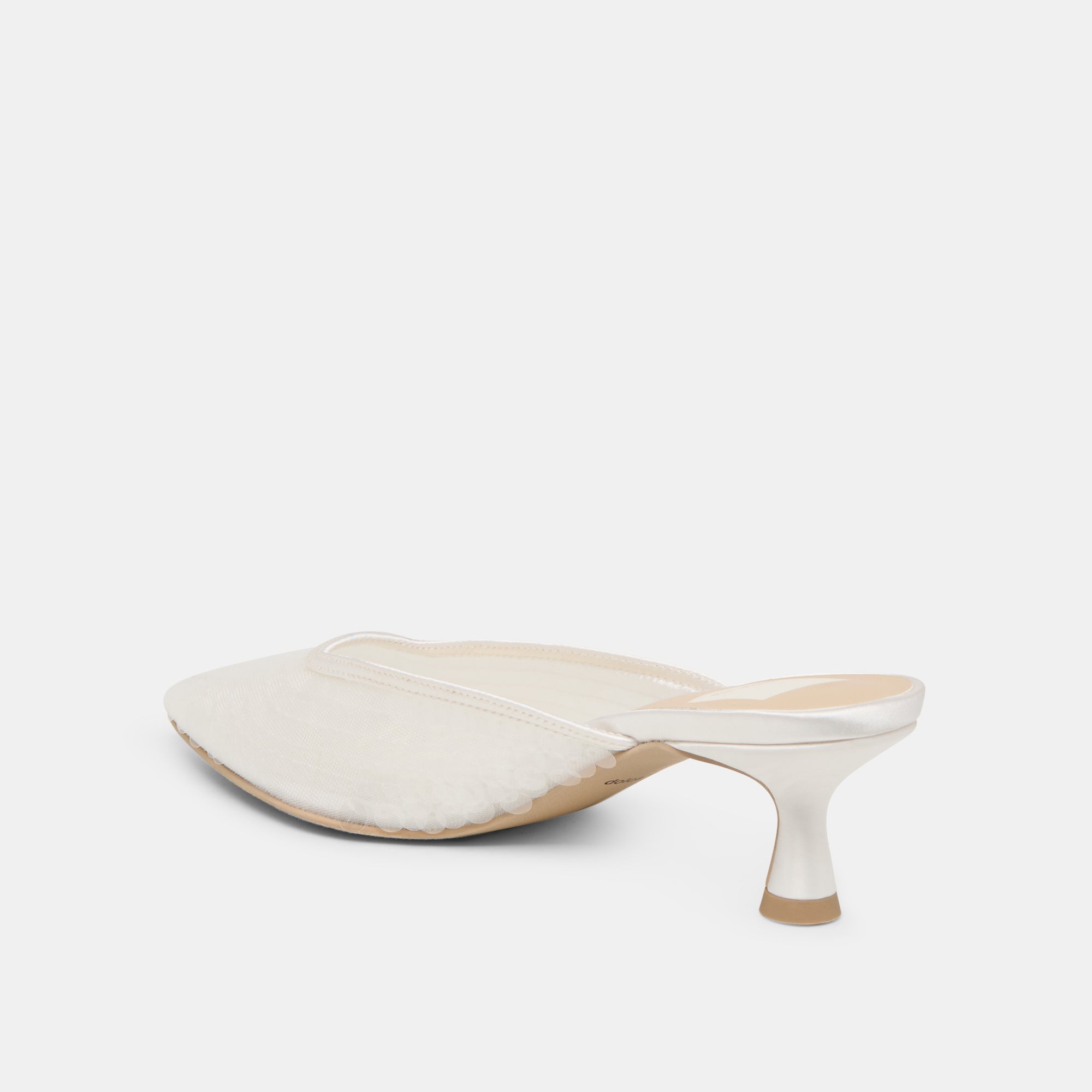 CLEO SEQUIN HEELS WHITE SEQUIN