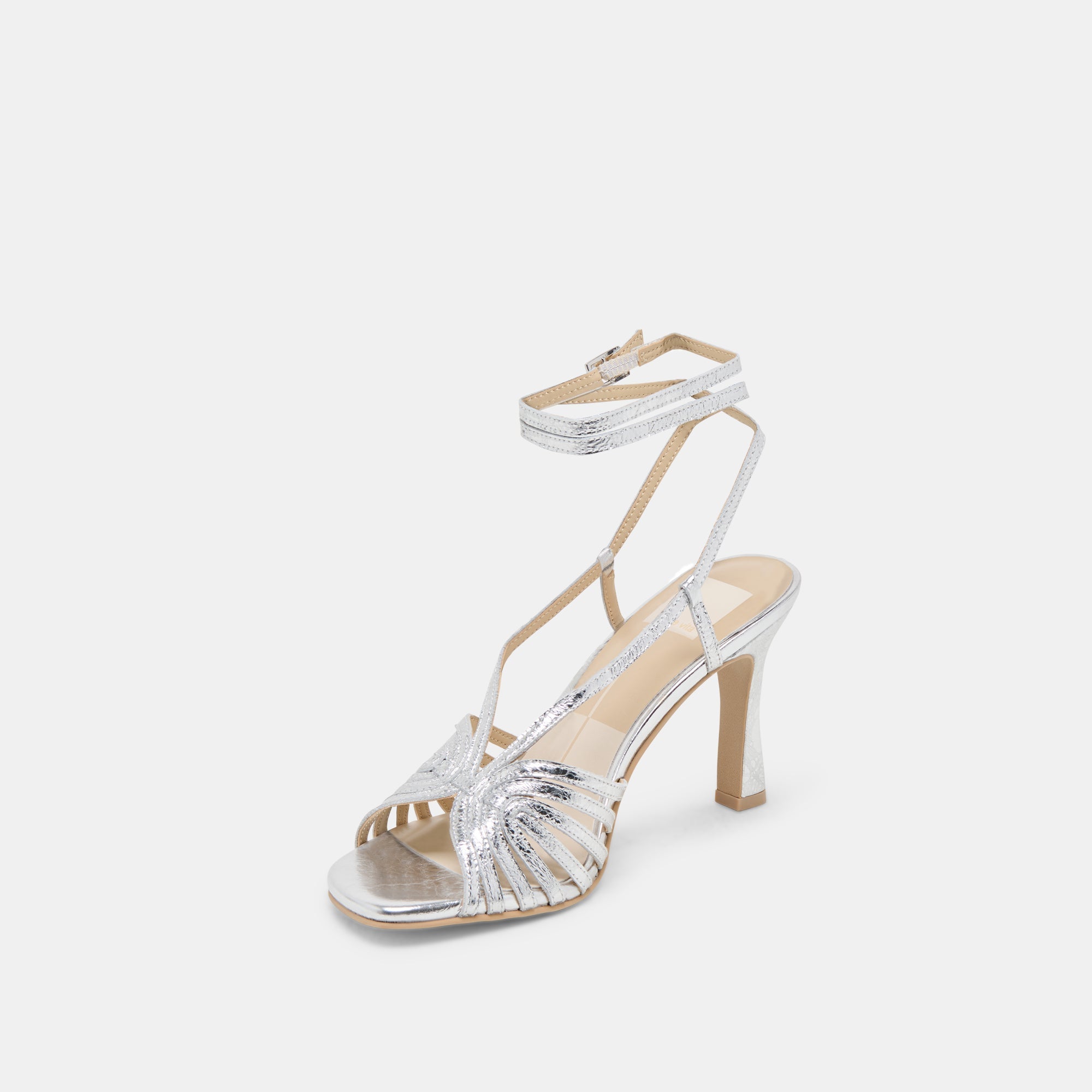 NIVANA HEELS SILVER DISTRESSED LEATHER