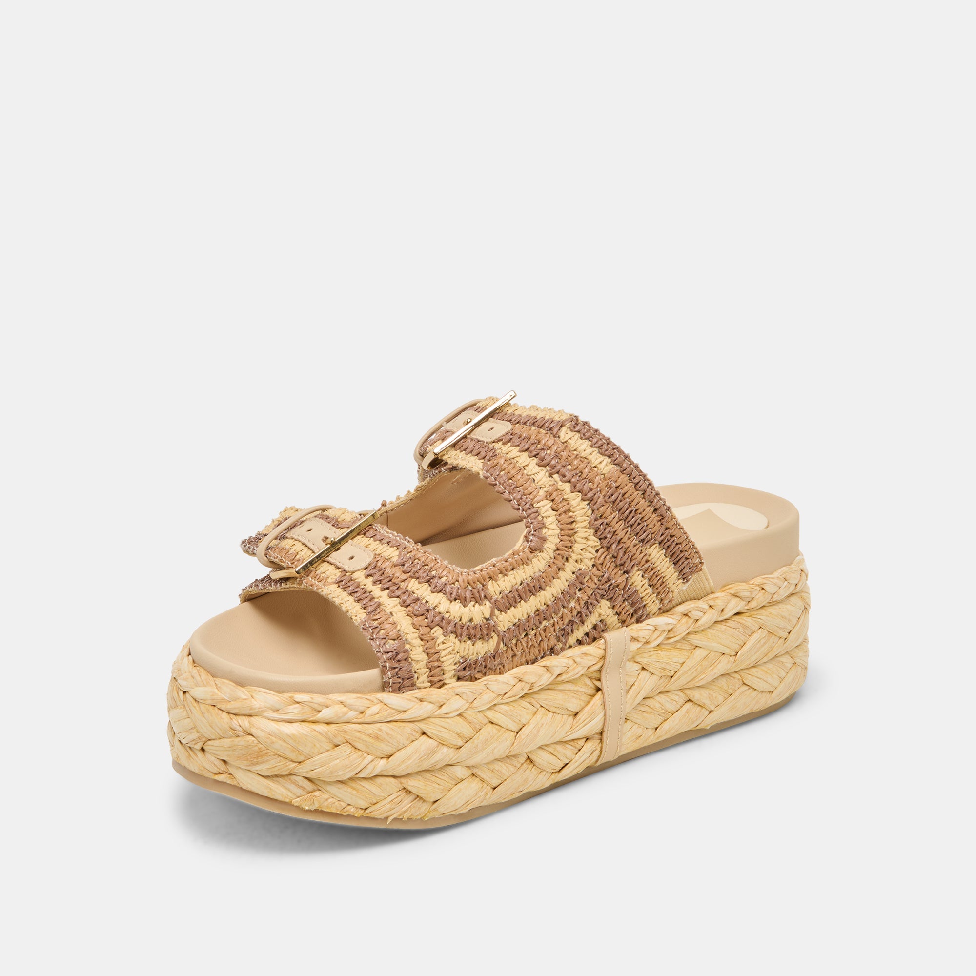 FALYN SANDALS BROWN NATURAL WOVEN RAFFIA