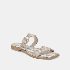 ILVA SANDALS GREY WHITE EMBOSSED LEATHER - re:vita