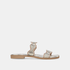 ILVA SANDALS GREY WHITE EMBOSSED LEATHER - re:vita