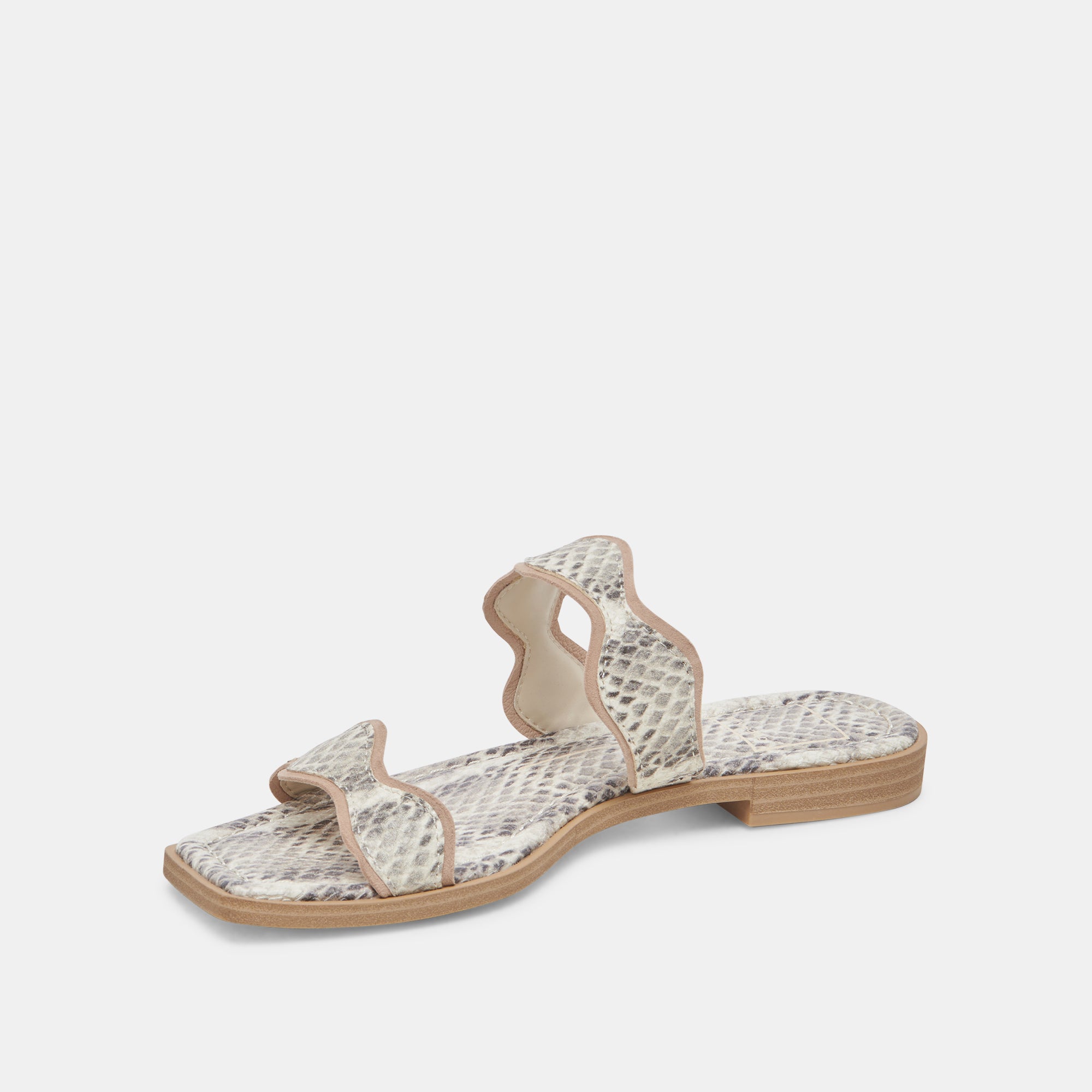 ILVA SANDALS GREY WHITE EMBOSSED LEATHER - re:vita