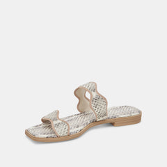 ILVA SANDALS GREY WHITE EMBOSSED LEATHER - re:vita