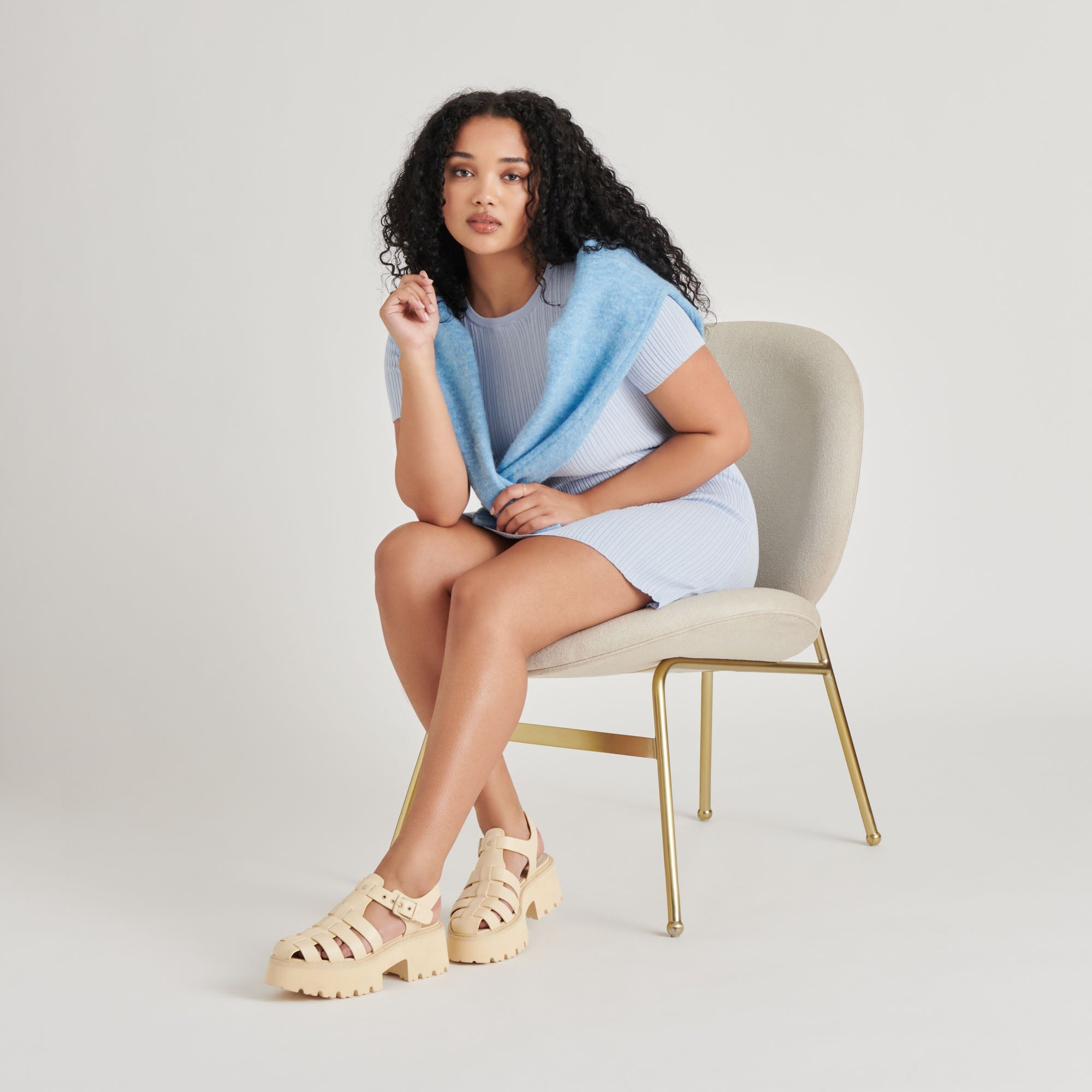 LASLY TONAL SANDALS LIGHT YELLOW LEATHER