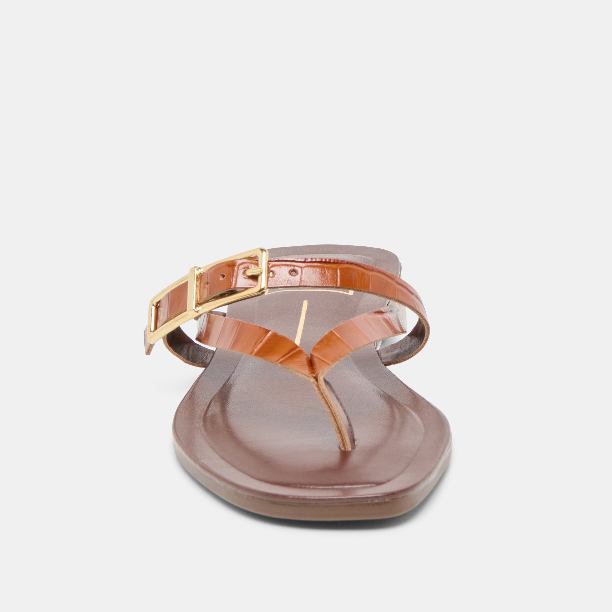 PIERS SANDALS COGNAC CROCO EMBOSSED LEATHER