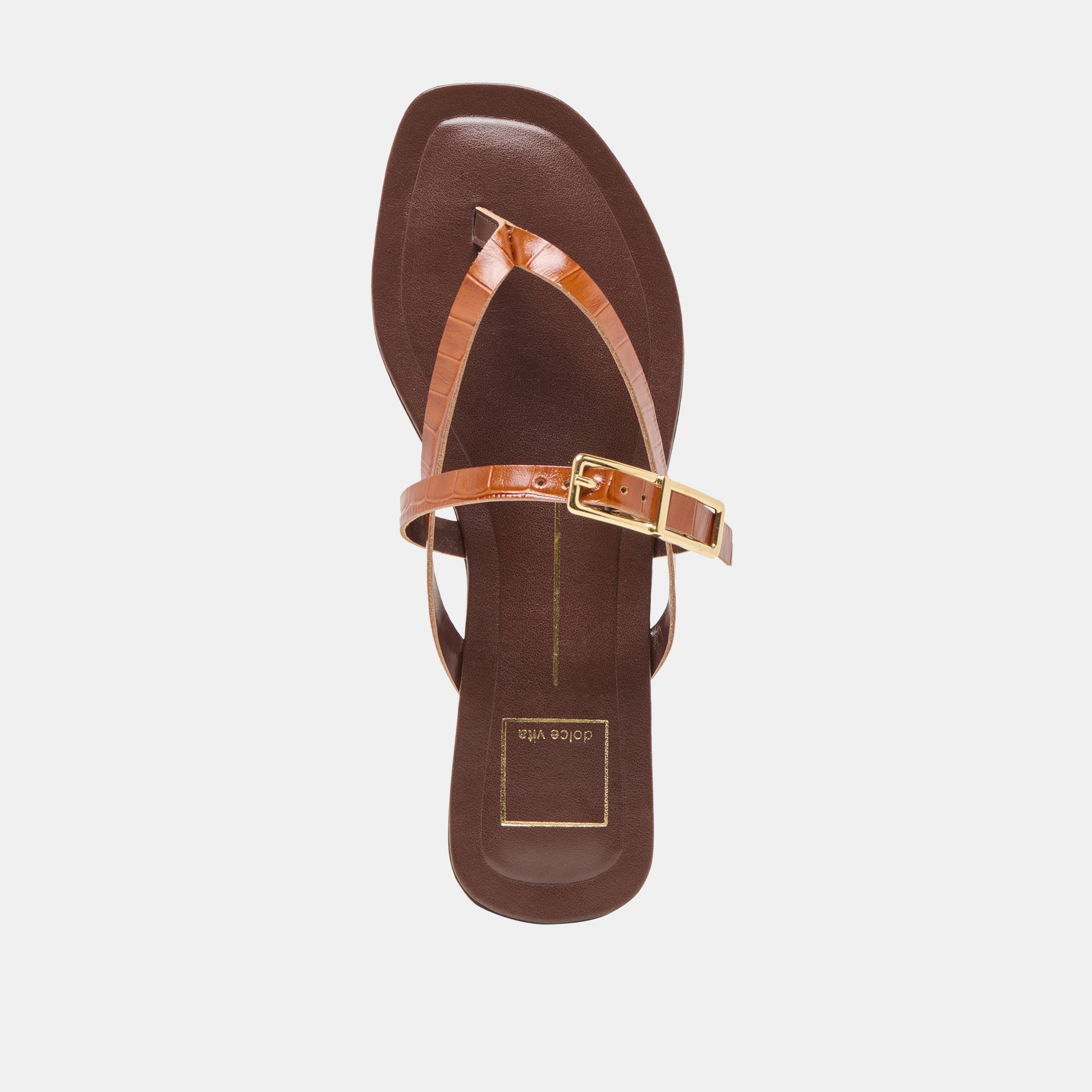 PIERS SANDALS COGNAC CROCO EMBOSSED LEATHER