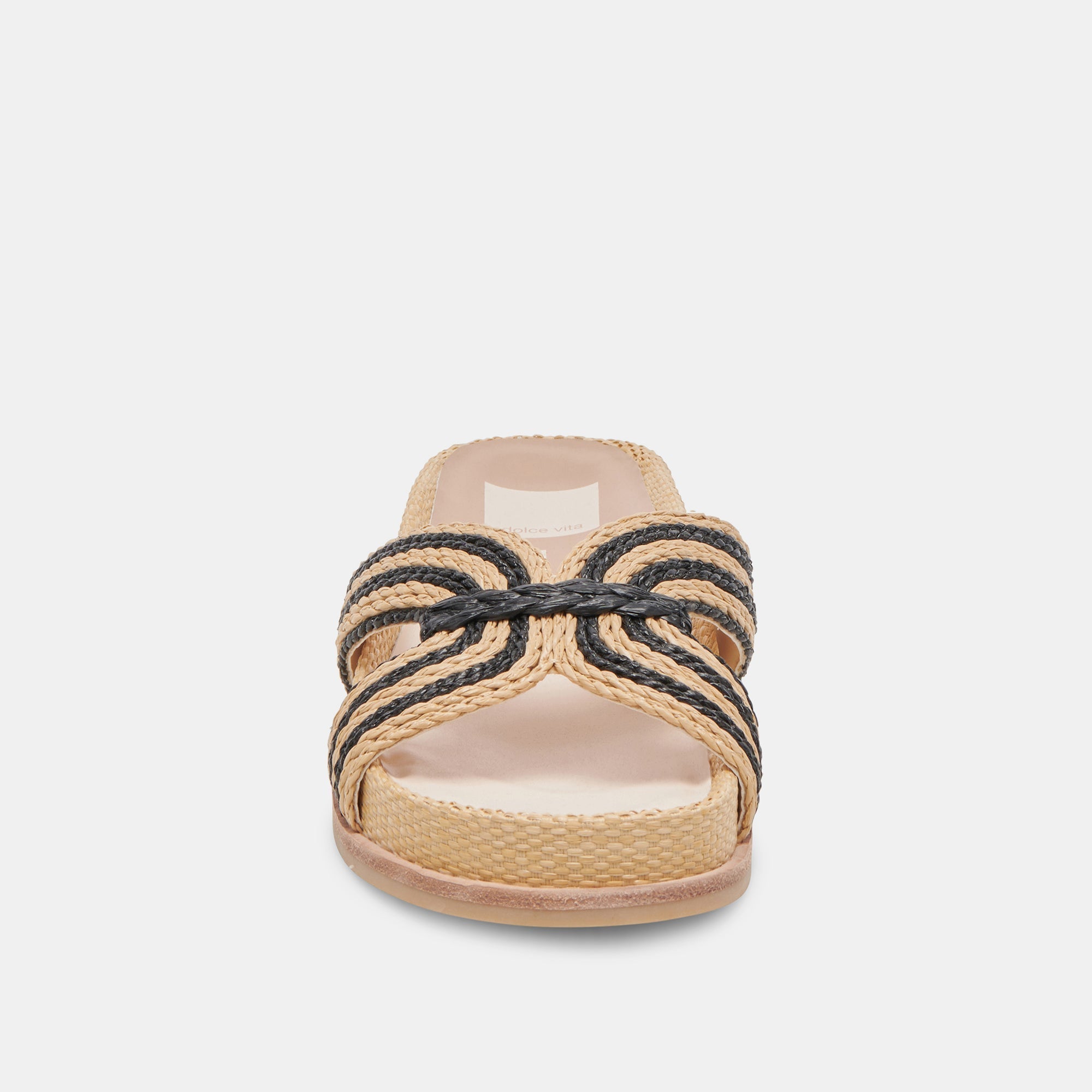 SELDA WIDE SANDALS NATURAL BLACK RAFFIA - re:vita