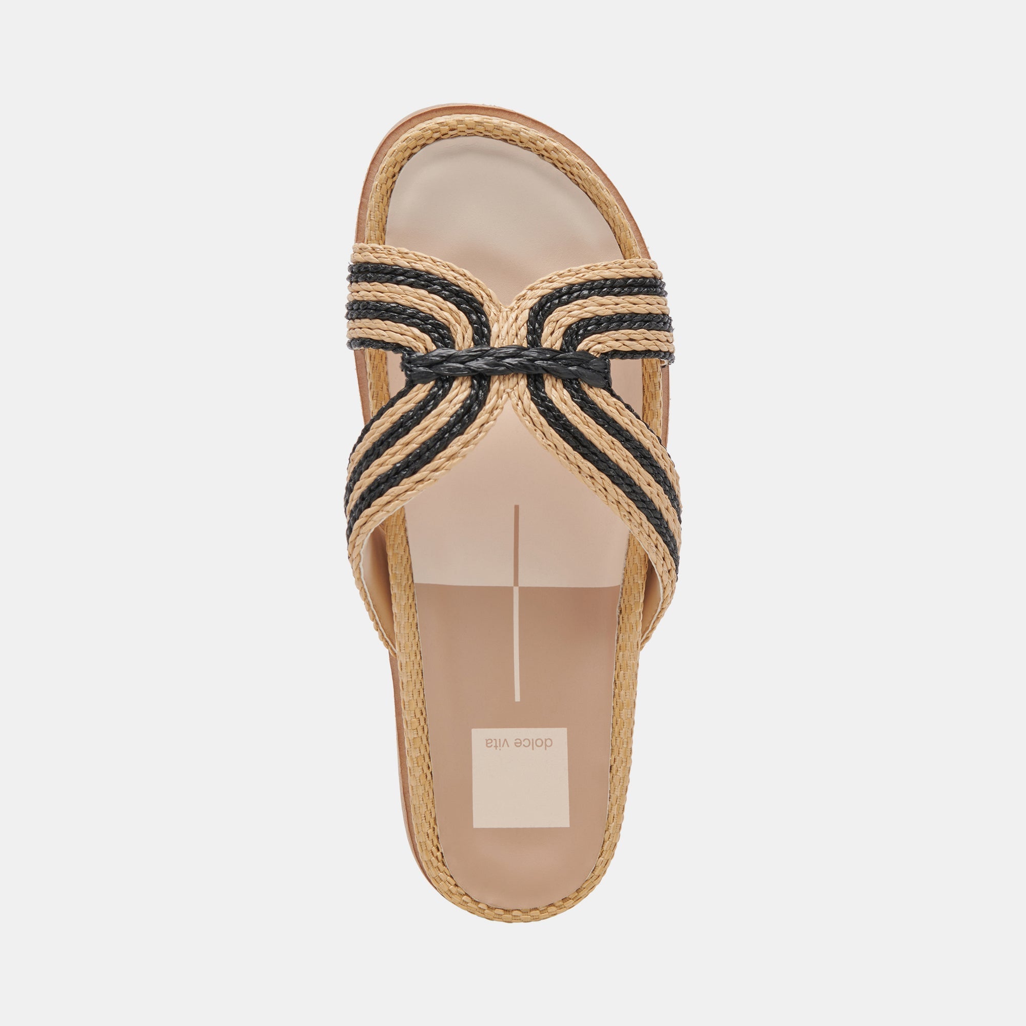 SELDA WIDE SANDALS NATURAL BLACK RAFFIA - re:vita