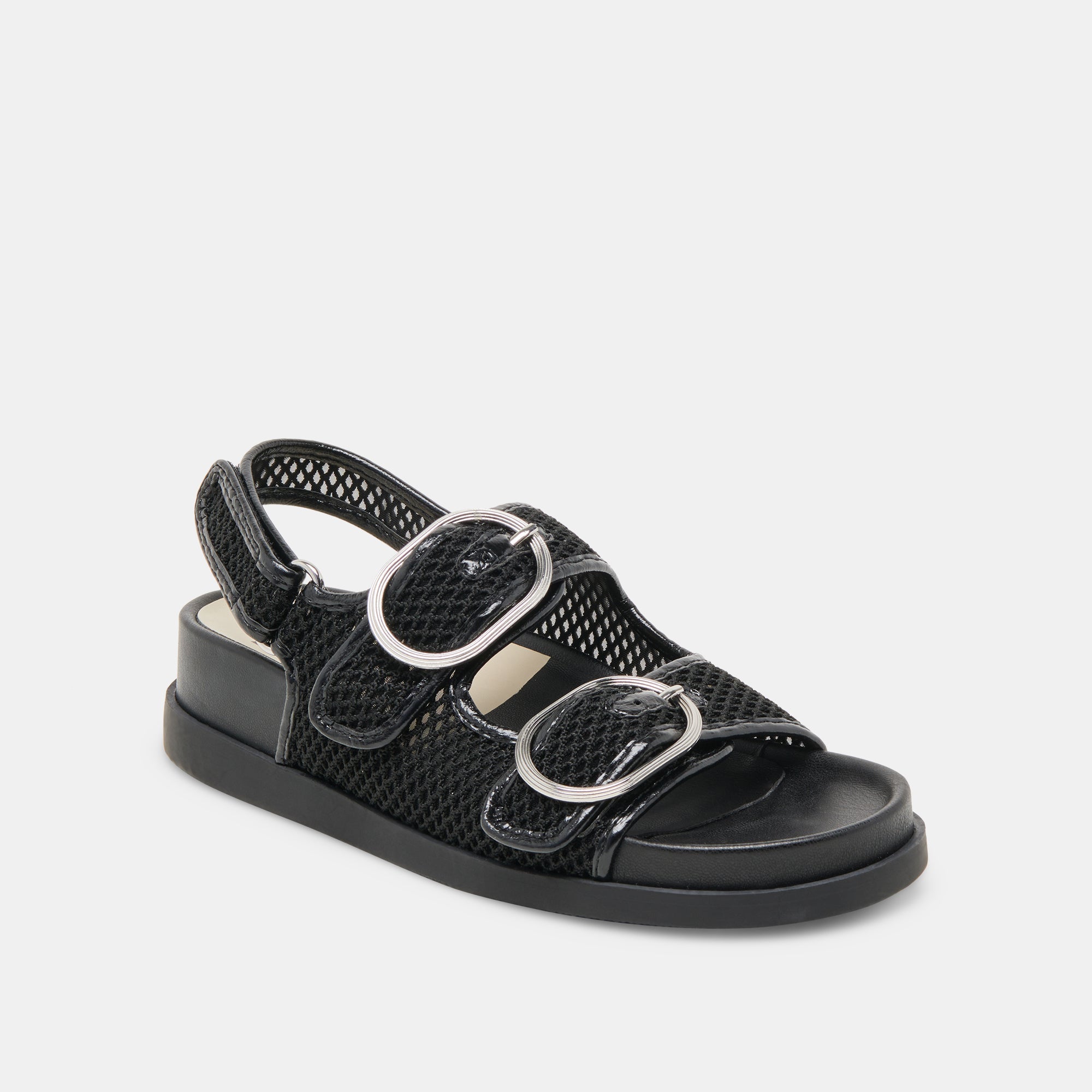 STARLA MESH SANDALS BLACK WOVEN MESH