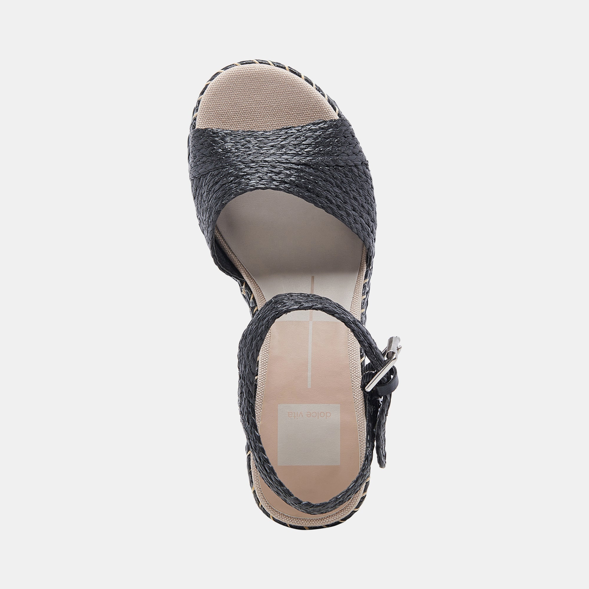 TIAGO WEDGES BLACK RAFFIA - re:vita