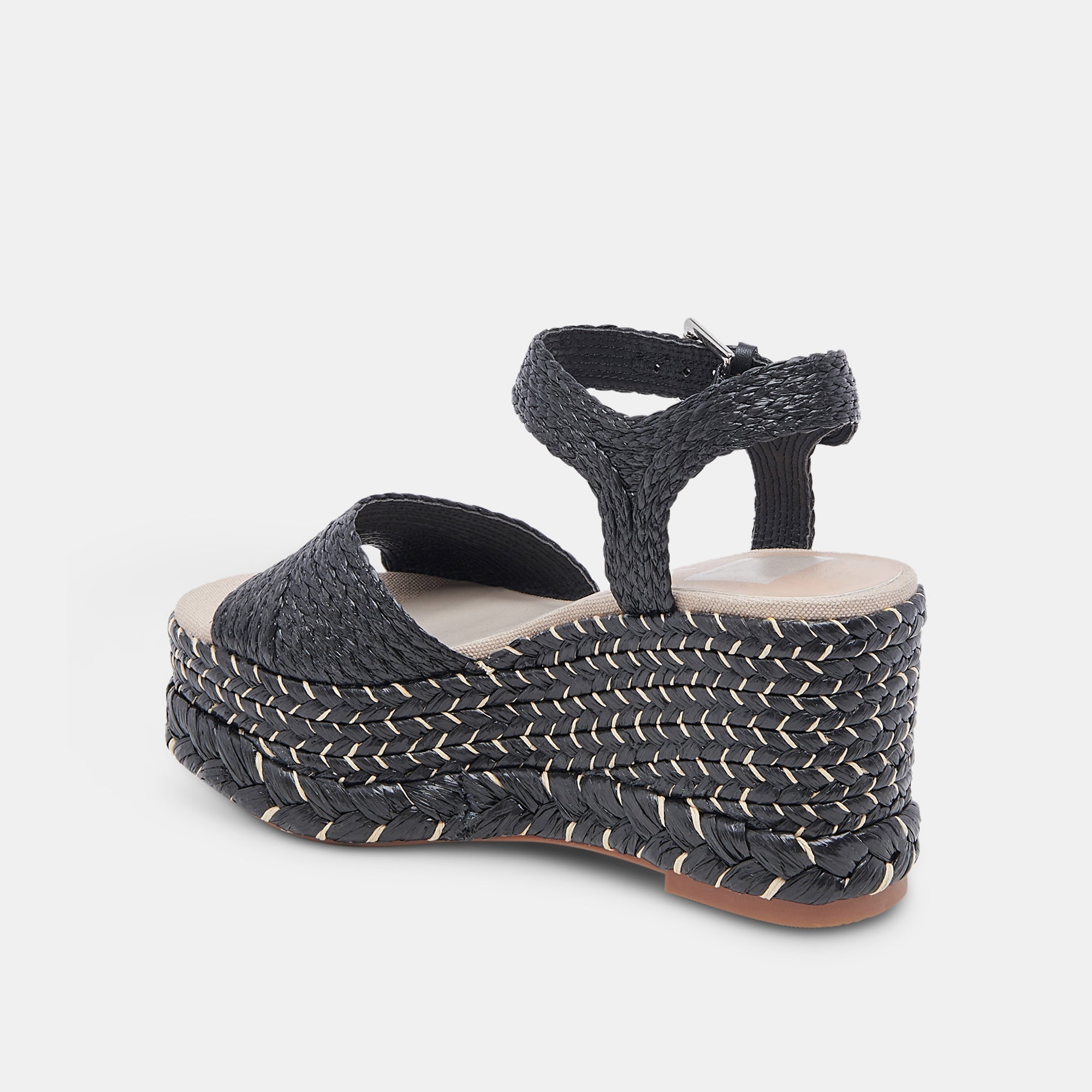 TIAGO WEDGES BLACK RAFFIA - re:vita