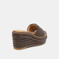 THRONE WEDGES CHOCOLATE RAFFIA