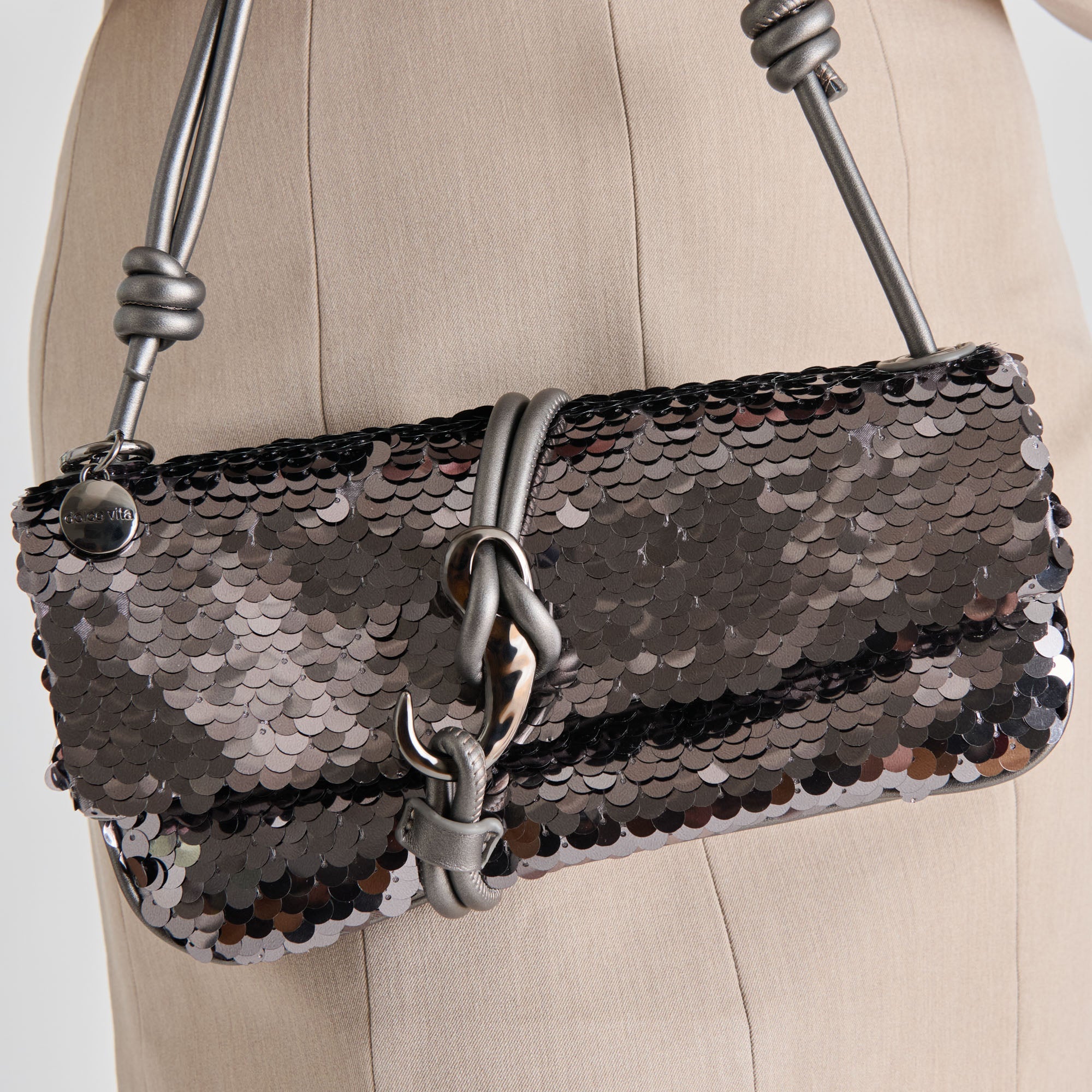 ALICE SHOULDER BAG GUNMETAL SEQUIN