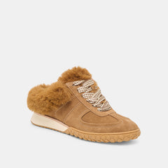 IZZEY PLUSH SNEAKERS LT BROWN SUEDE