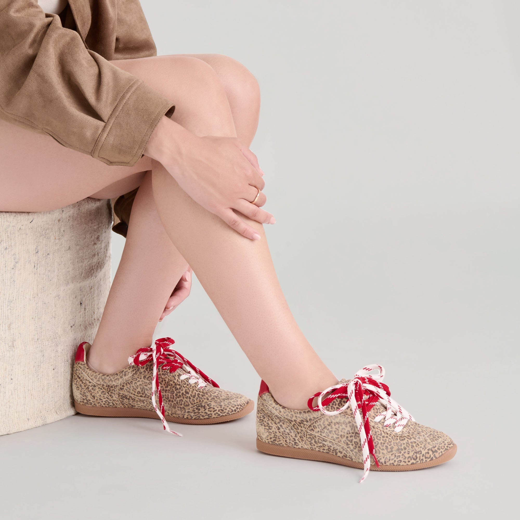 LAINI SNEAKERS TAN LEOPARD PRINTED SUEDE