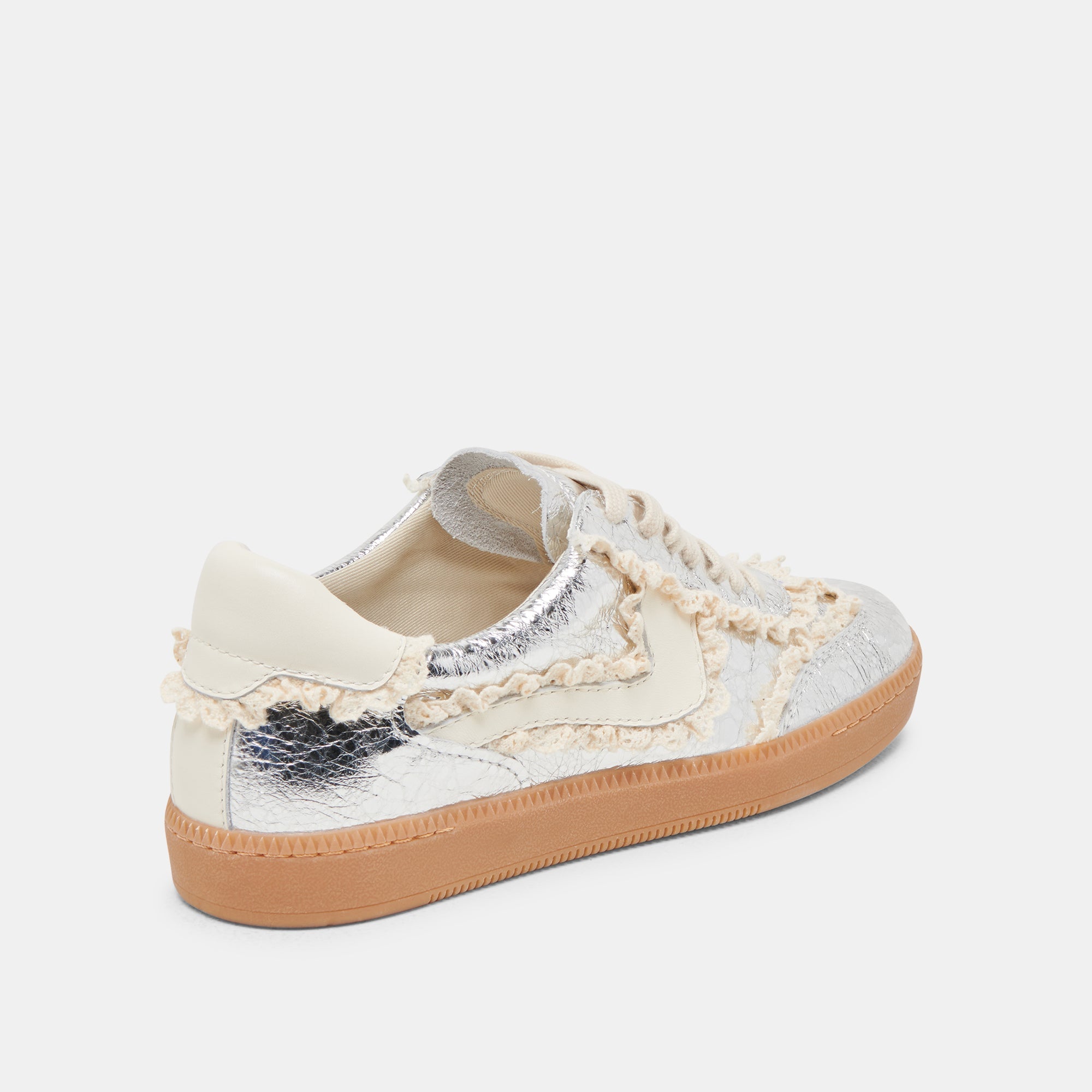 NOTICE LACE SNEAKERS SILVER DISTRESSED LEATHER - re:vita