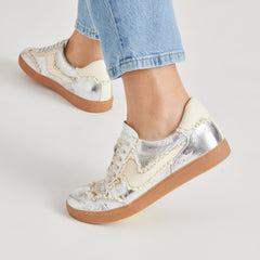 NOTICE LACE SNEAKERS SILVER DISTRESSED LEATHER - re:vita