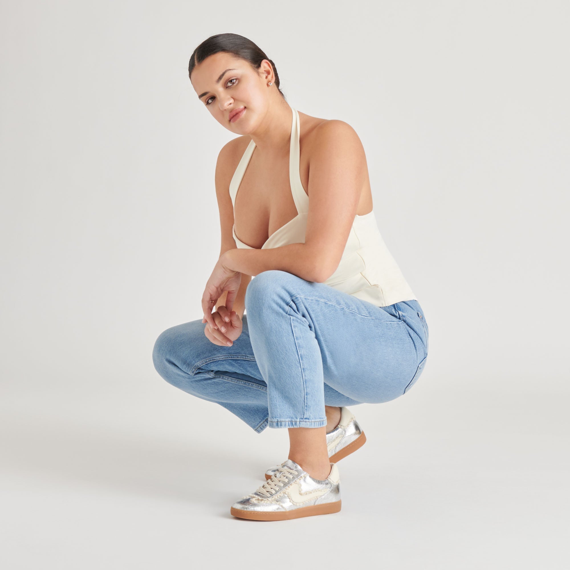 NOTICE LACE SNEAKERS SILVER DISTRESSED LEATHER - re:vita