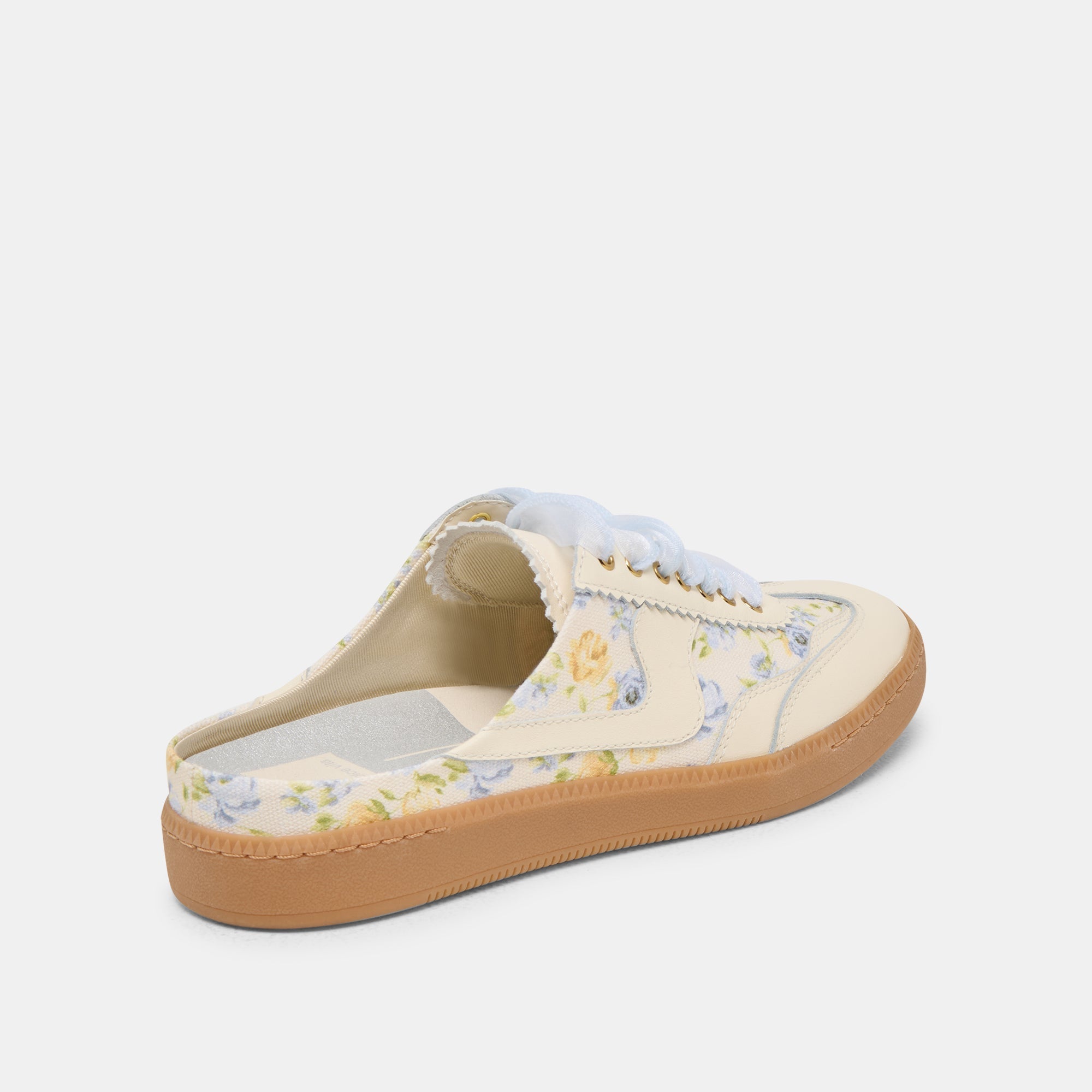 NOTICE SLIDE SNEAKERS BLUE FLORAL LEATHER