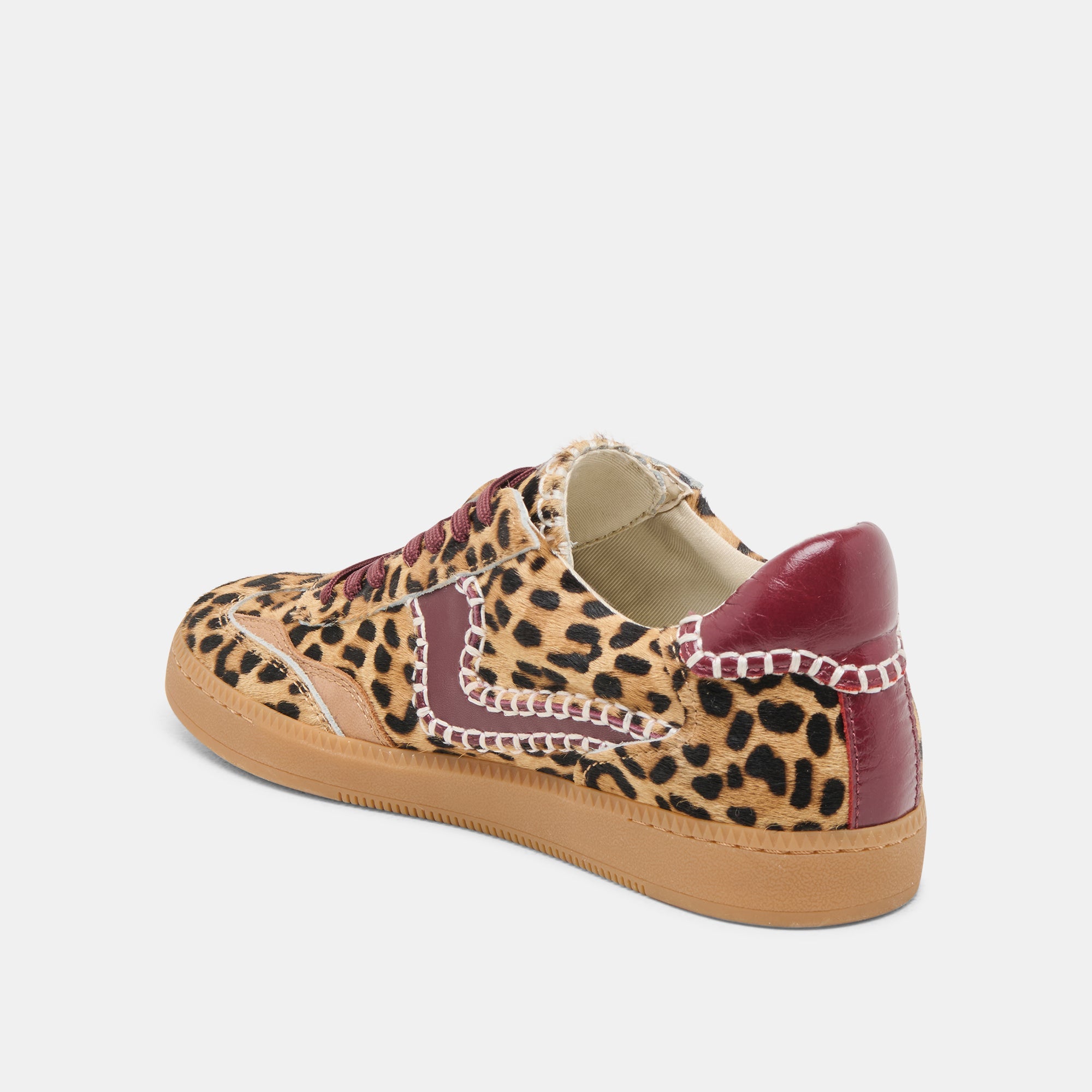 NOTICE STITCH SNEAKERS BURGUNDY LEOPARD CALF HAIR