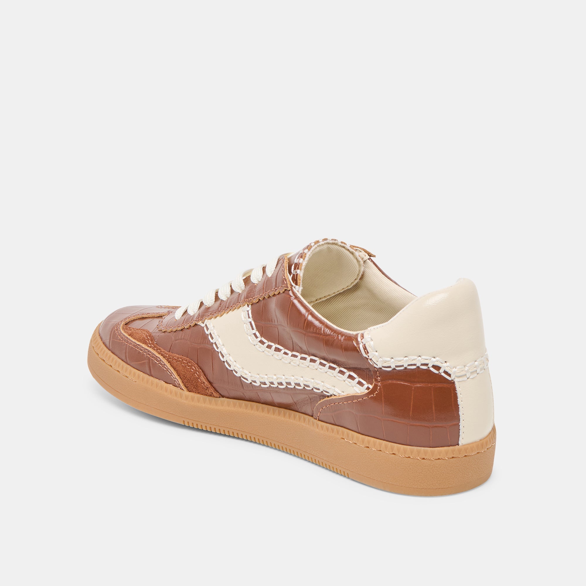 NOTICE STITCH  SNEAKERS COGNAC CROCO EMBOSSED LEATHER