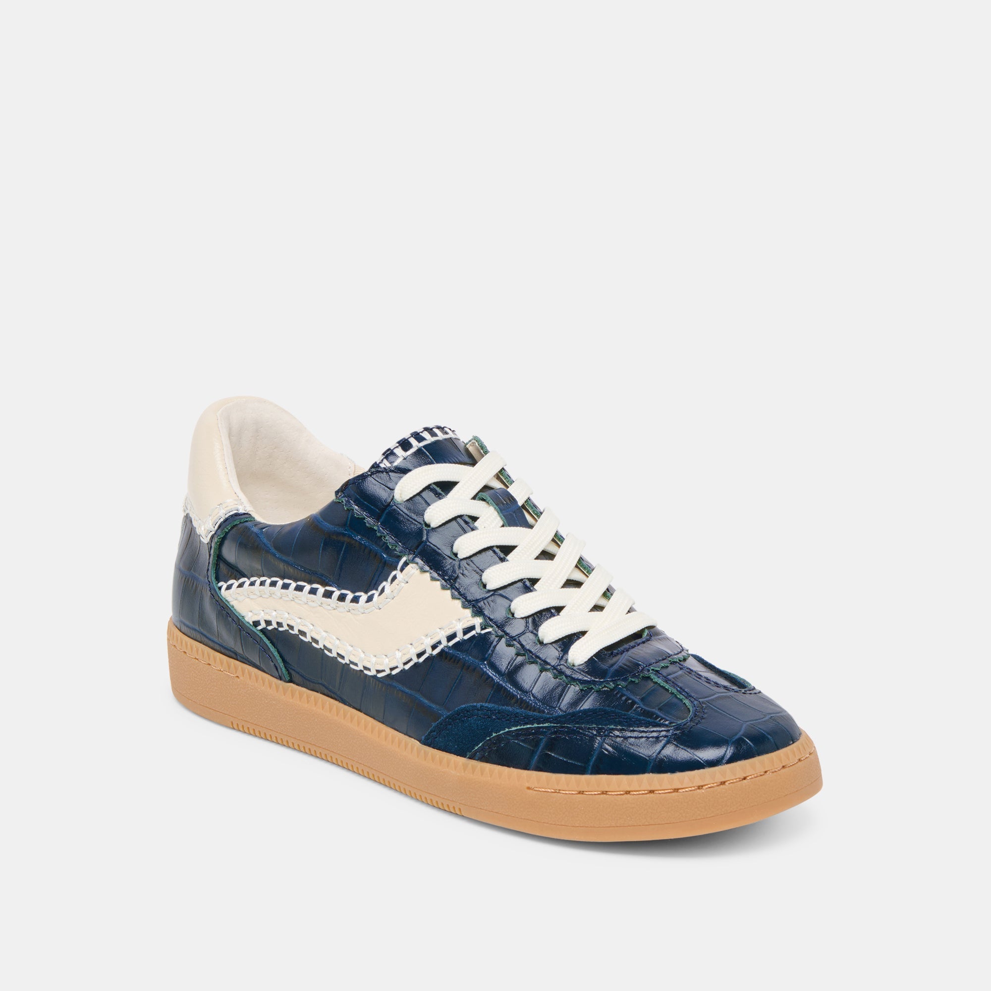 NOTICE STITCH SNEAKERS INK CROCO EMBOSSED LEATHER