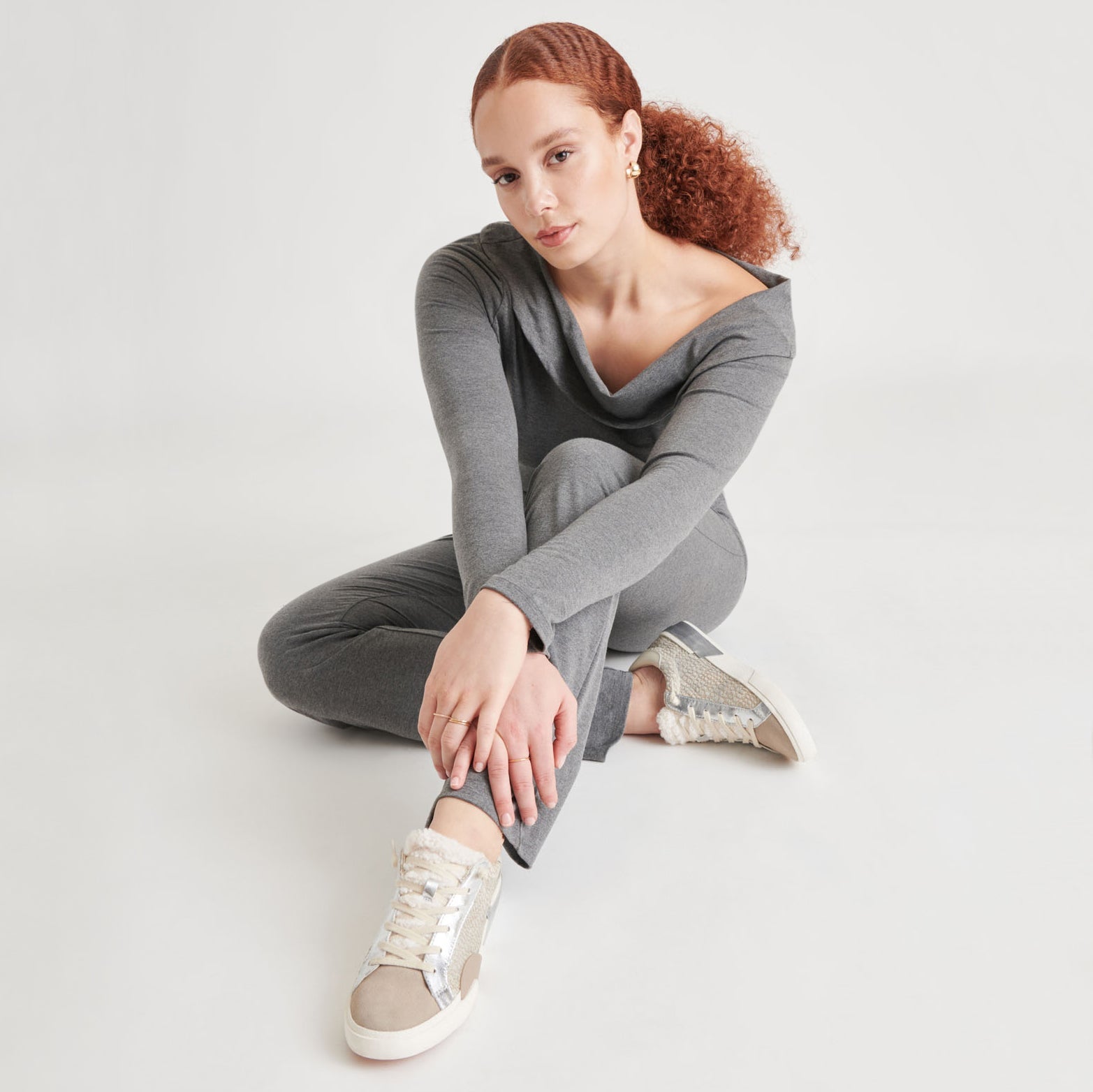 ZINA PLUSH SNEAKERS STONE CALF HAIR - re:vita