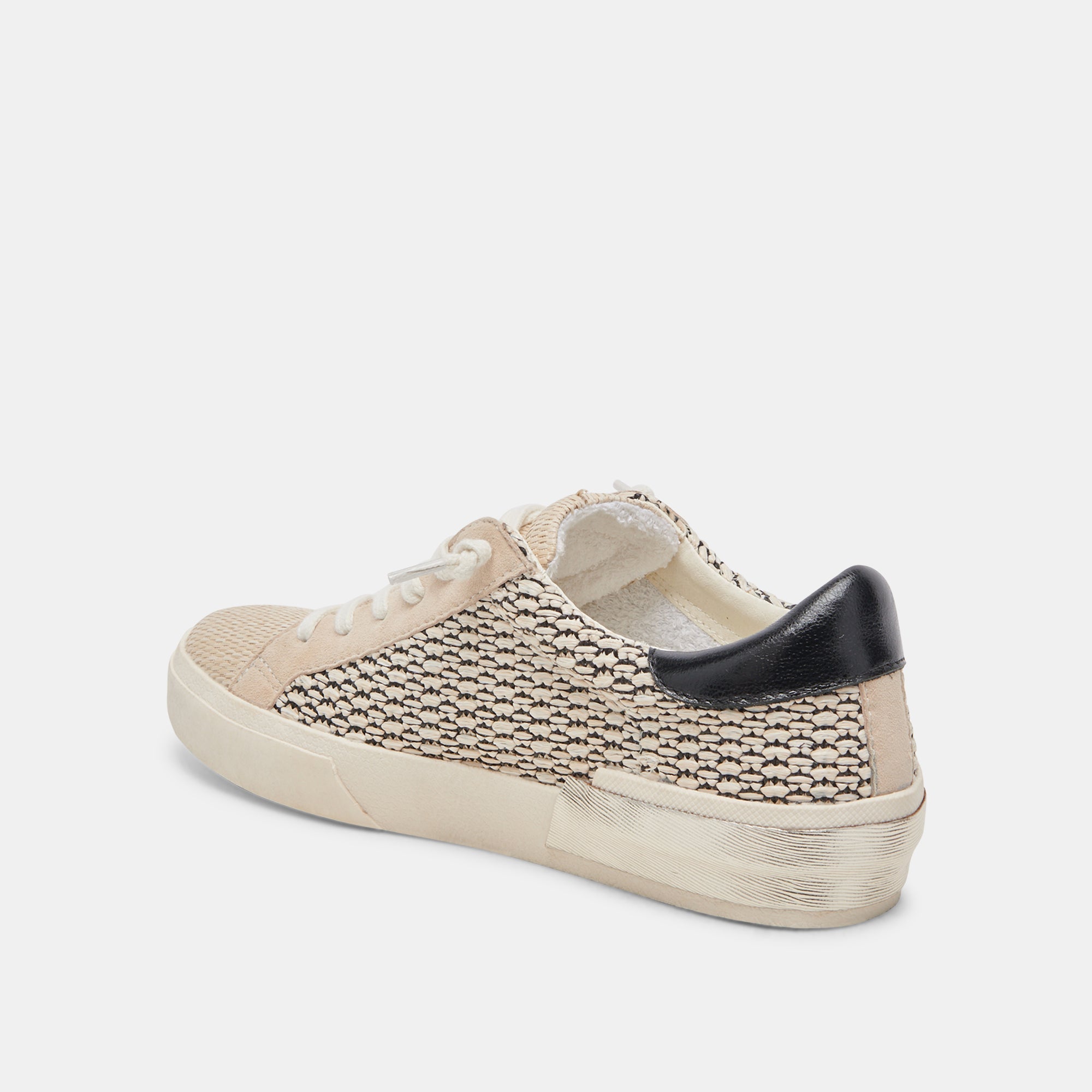 ZINA SNEAKERS BLACK NATURAL RAFFIA - re:vita