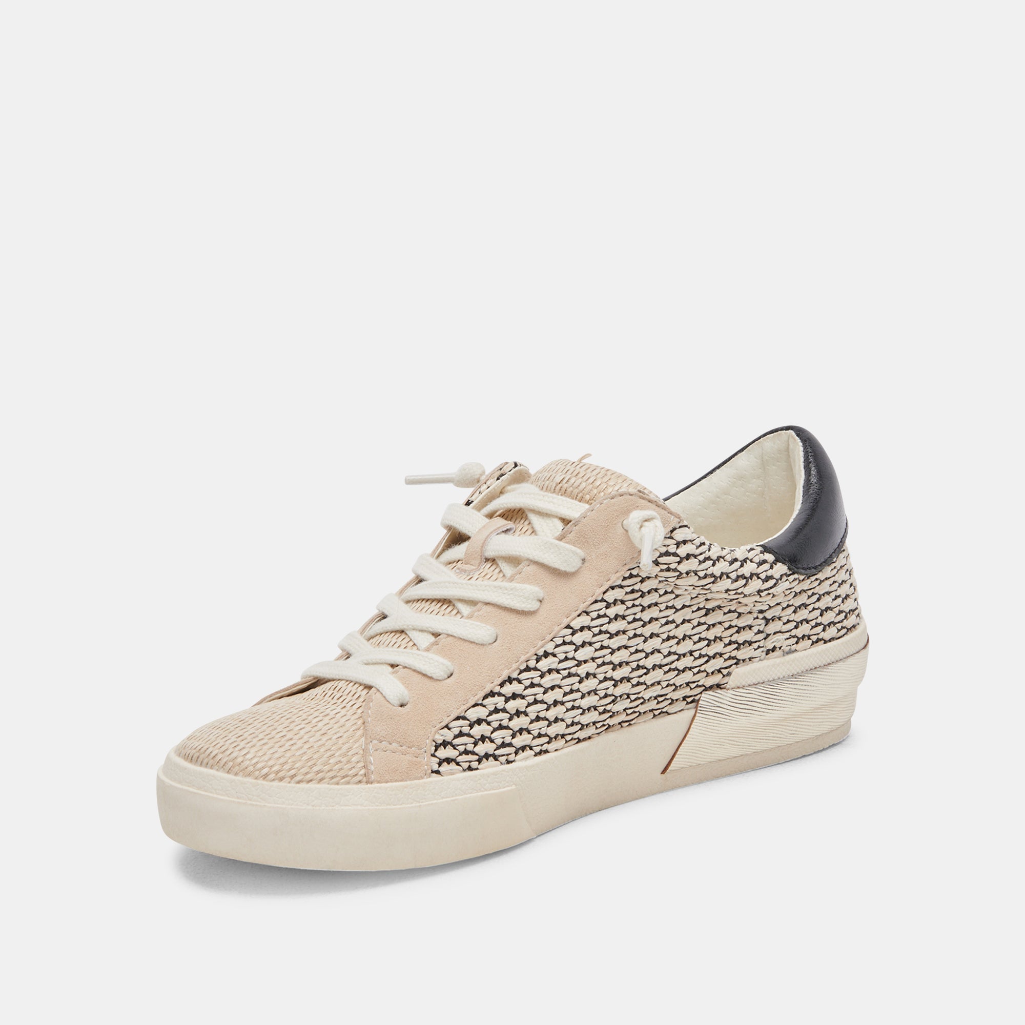 ZINA SNEAKERS BLACK NATURAL RAFFIA - re:vita