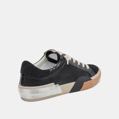 ZINA WIDE SNEAKERS ONYX EMBOSSED LEATHER - re:vita