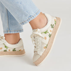 AZALIA SNEAKERS WHITE FLORAL RAFFIA - re:vita