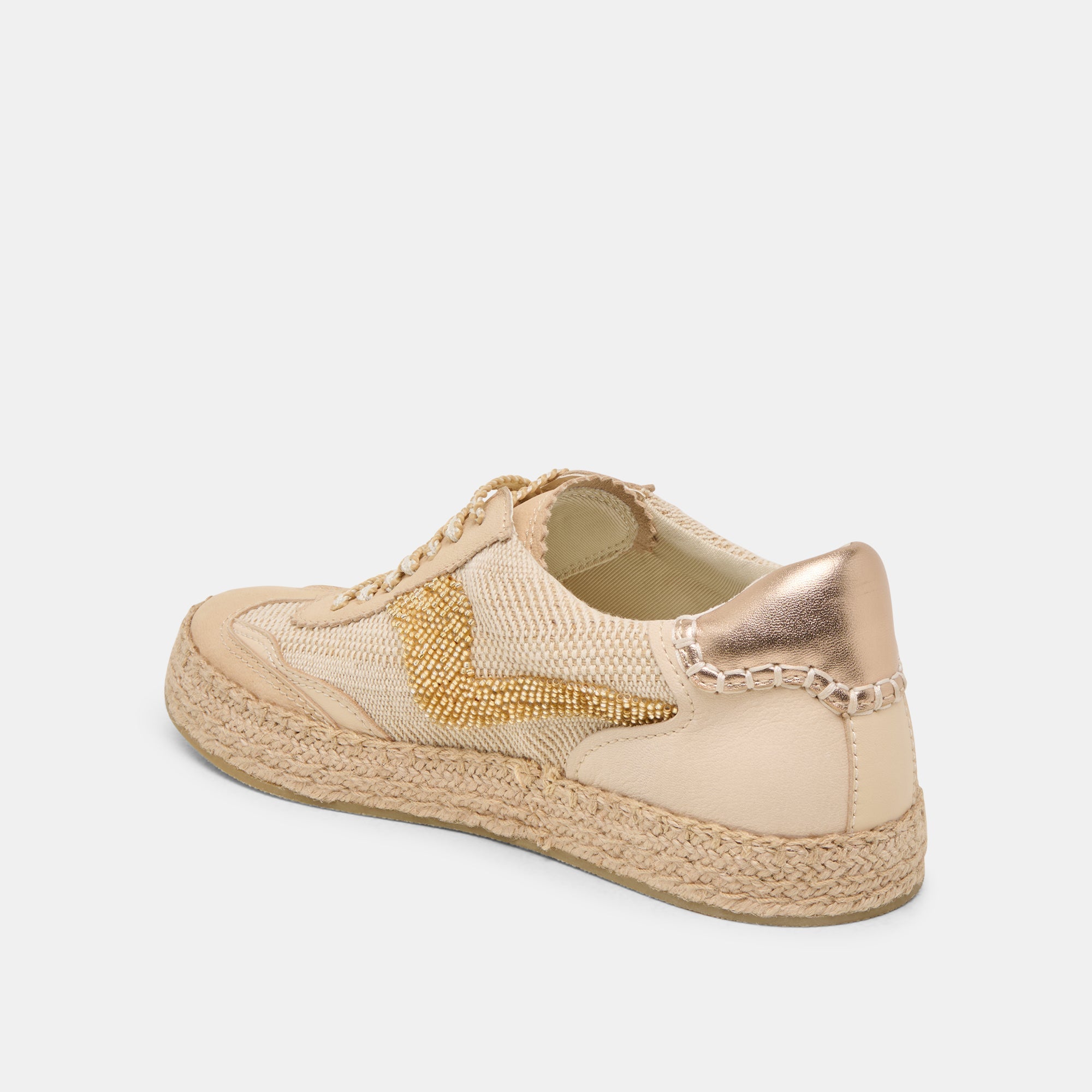 NOTICE ESPADRILLE BEAD SNEAKERS GOLD MULTI BURLAP