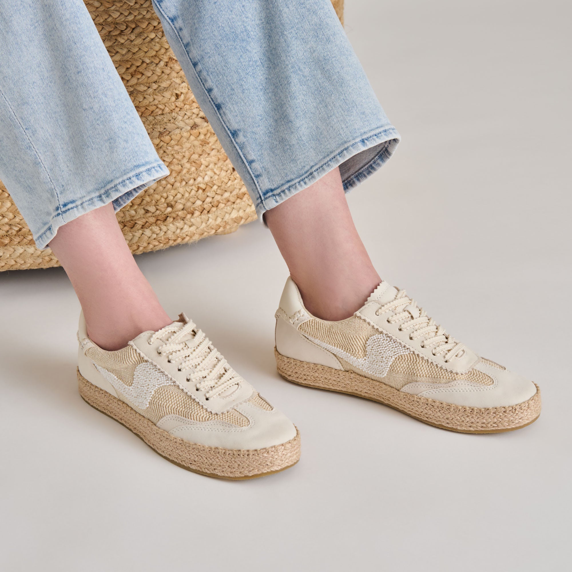 NOTICE ESPADRILLE BEAD SNEAKERS NATURAL MULTI BURLAP