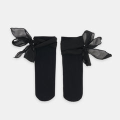 TIE BOW ANKLET SOCKS BLACK